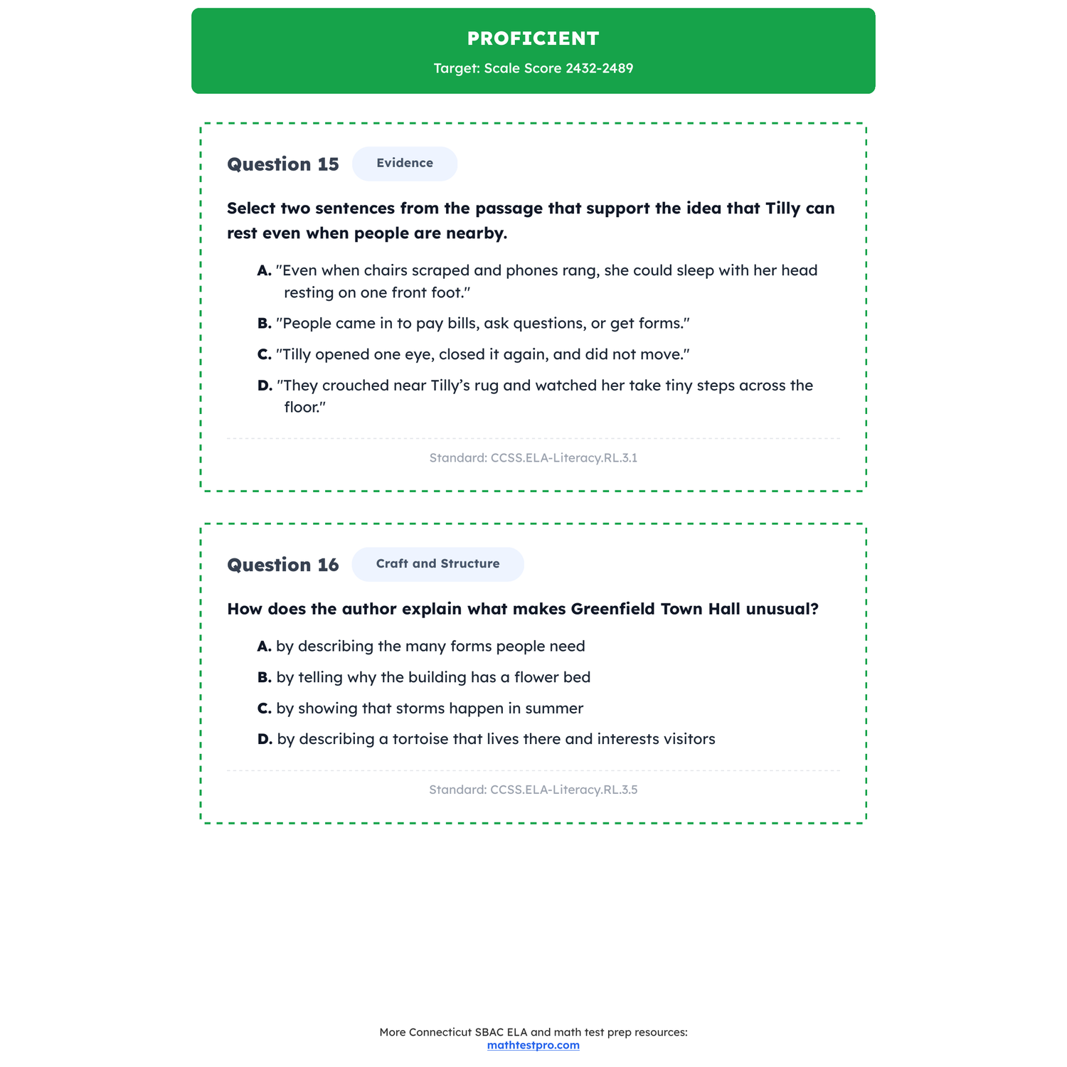 Connecticut SBAC ELA Test Simulation | 3rd Grade | All 4 Levels (2367-2490+) preview 3