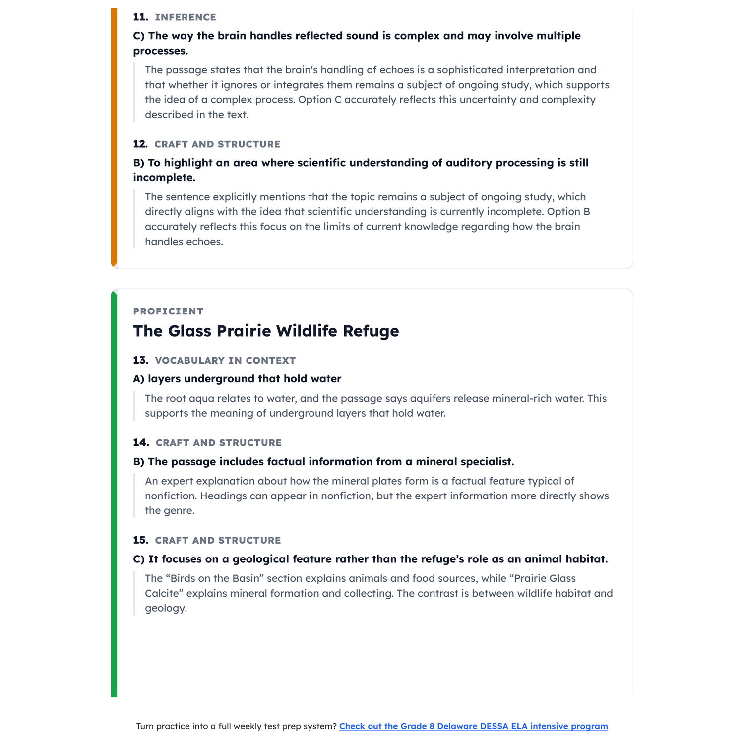 Delaware DESSA ELA Test Simulation | 8th Grade | All 4 Levels (2487-2668+) preview 4