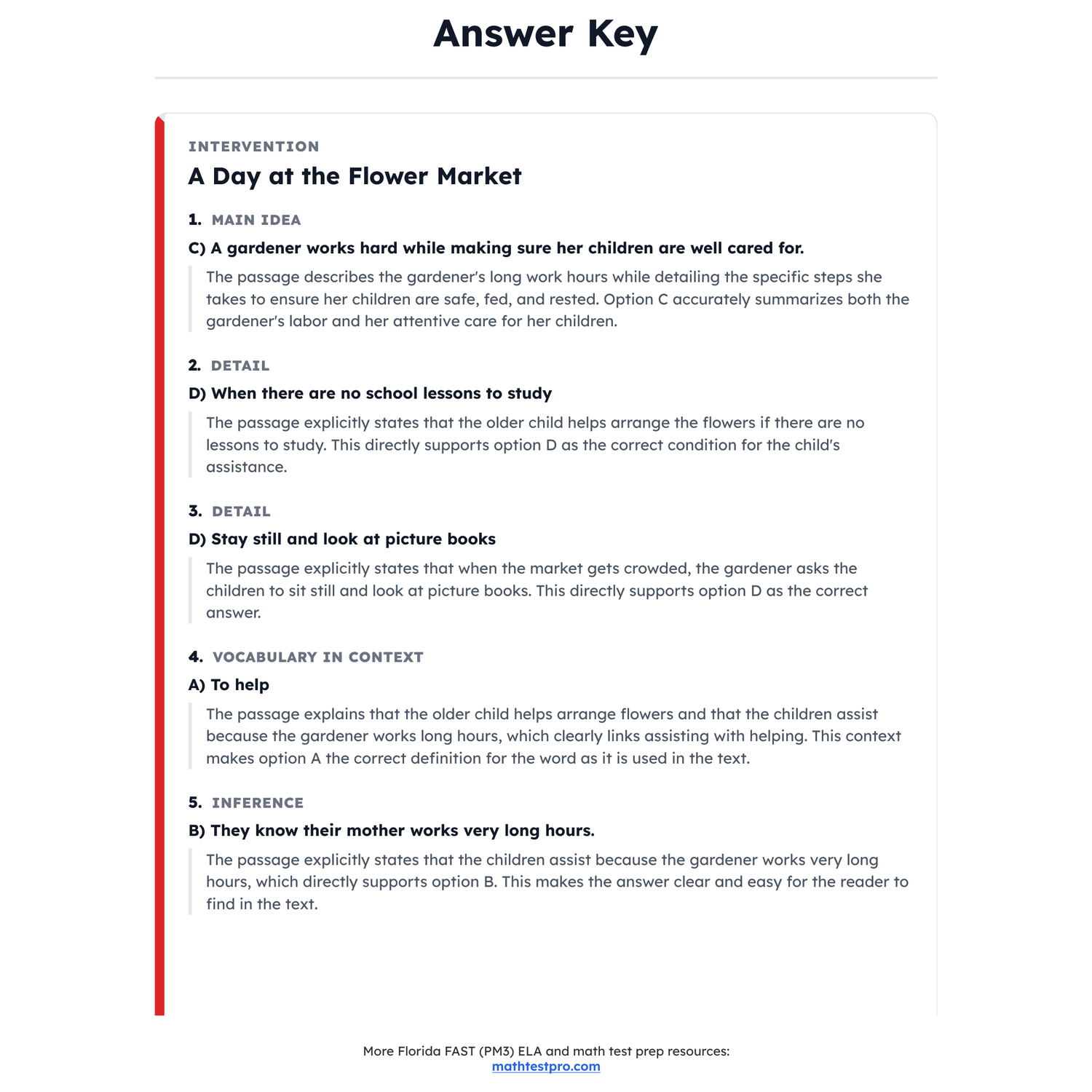 Florida FAST ELA Test Simulation | 4th Grade | All 4 Levels (199-237+) preview 4