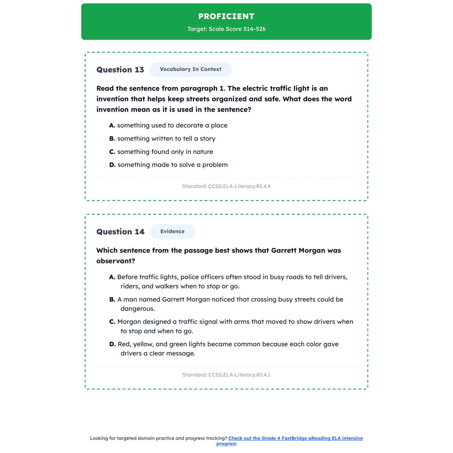 FastBridge aReading ELA Test Simulation | 4th Grade | All 4 Levels (502-556) preview 3