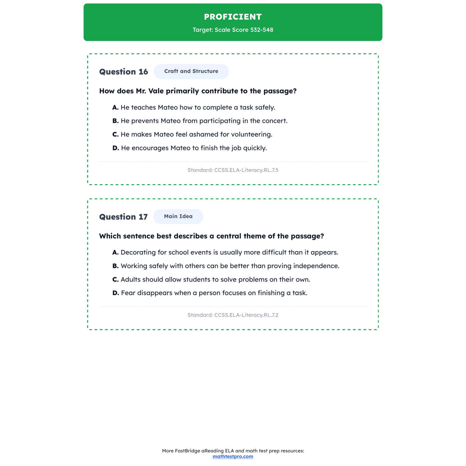 FastBridge aReading ELA Test Simulation | 7th Grade | All 4 Levels (519-576) preview 3