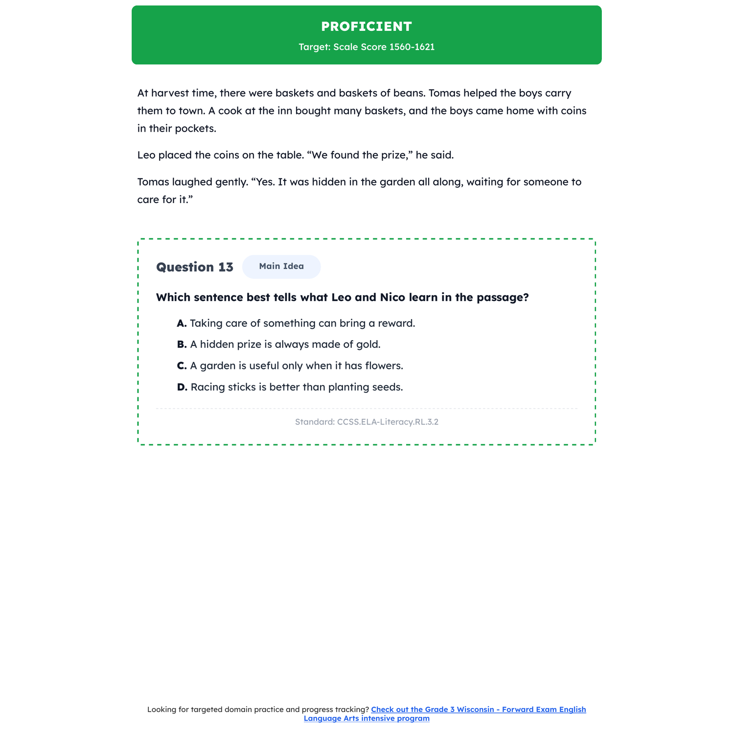 Wisconsin Forward Exam ELA Test Simulation | 3rd Grade | Scale Score 1300-1840 preview 3