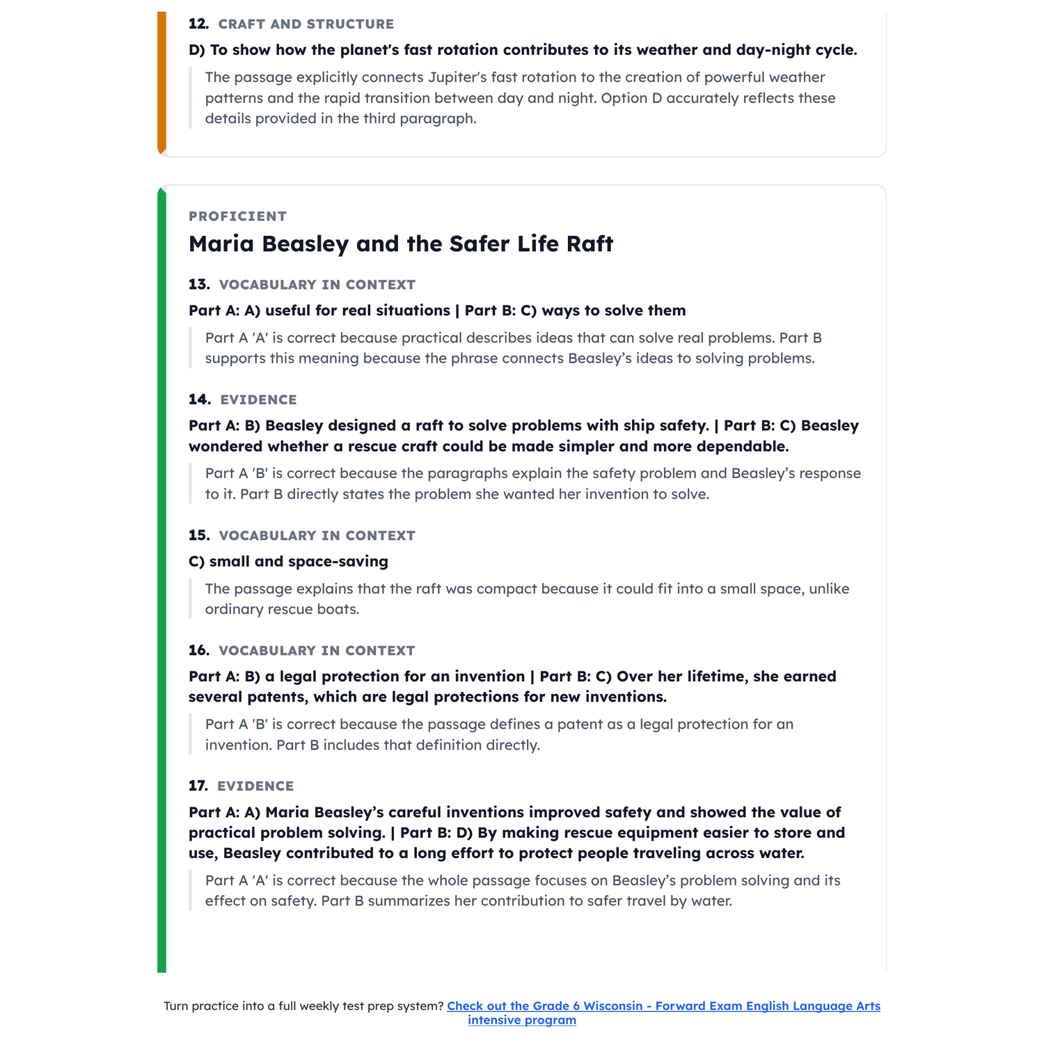 Wisconsin Forward Exam ELA Test Simulation | 6th Grade | Scale Score 1360-1900 preview 4