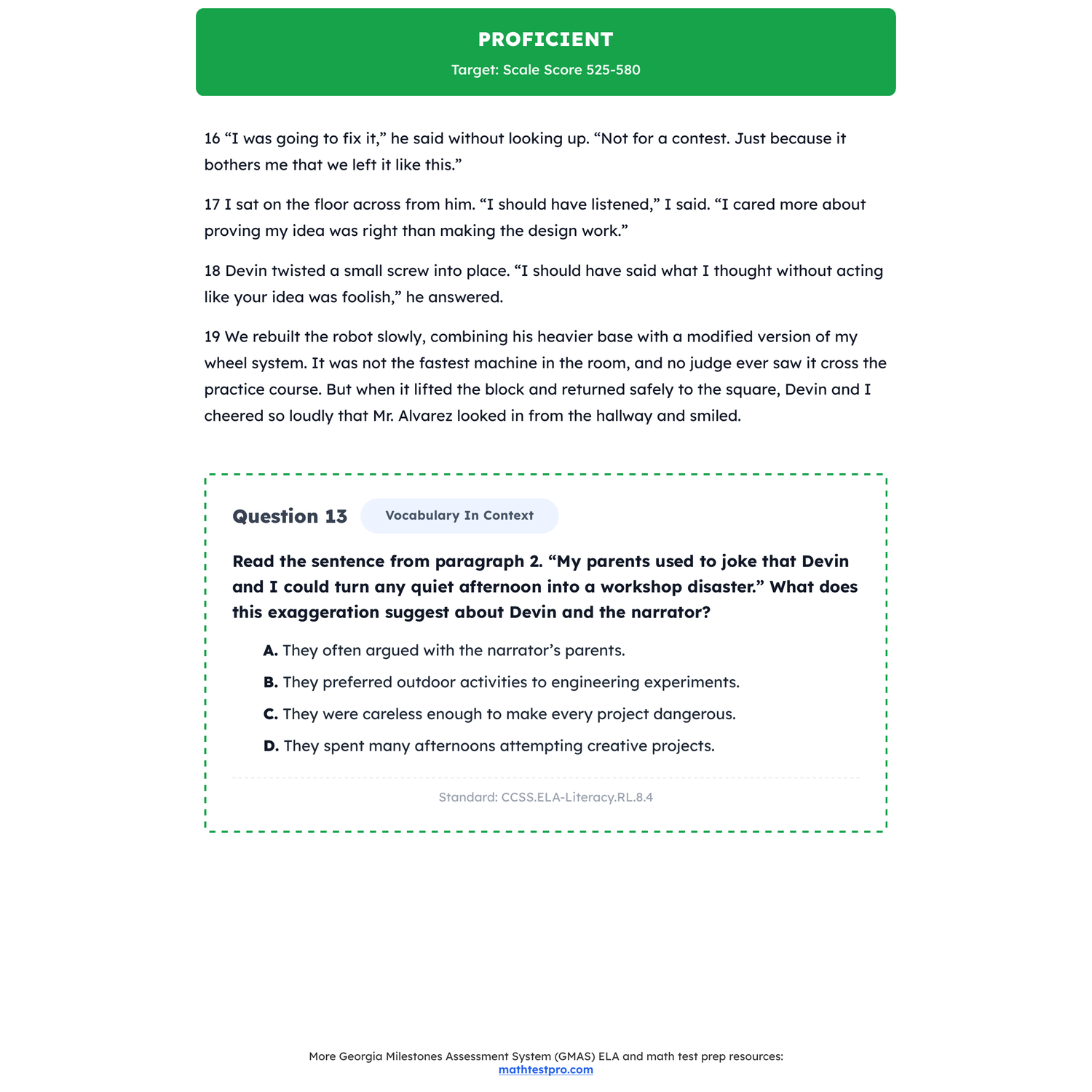 Georgia Milestones ELA Test Simulation | 8th Grade | All 4 Levels (225-730) preview 3