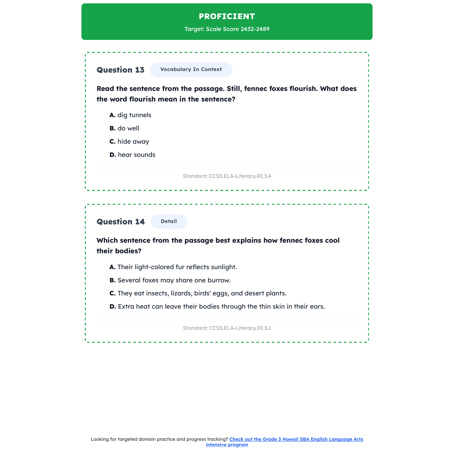 Hawaii SBA ELA Test Simulation | 3rd Grade | All 4 Levels (2367-2490+) preview 3
