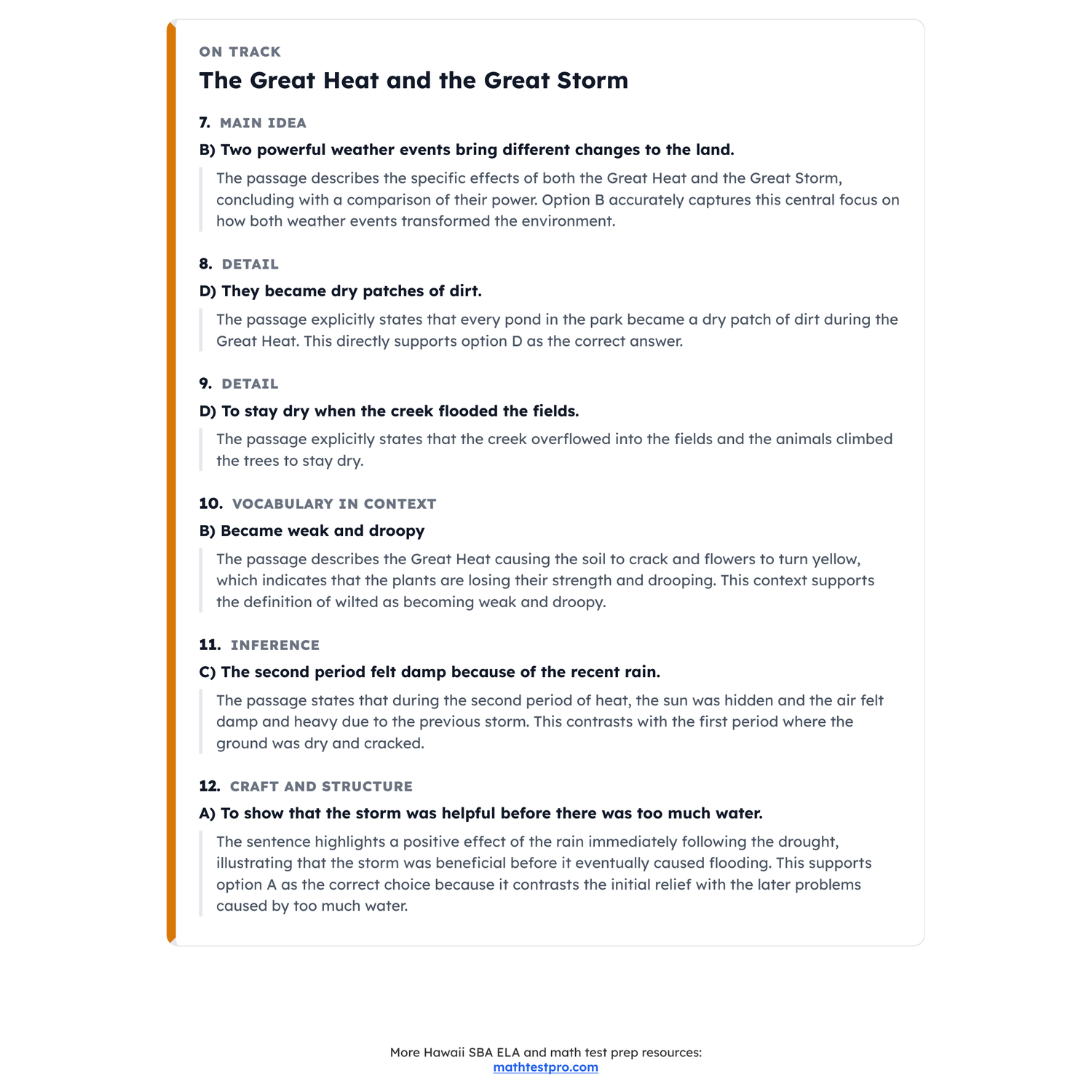 Hawaii SBA ELA Test Simulation | 4th Grade | All 4 Levels (2416-2533+) preview 4