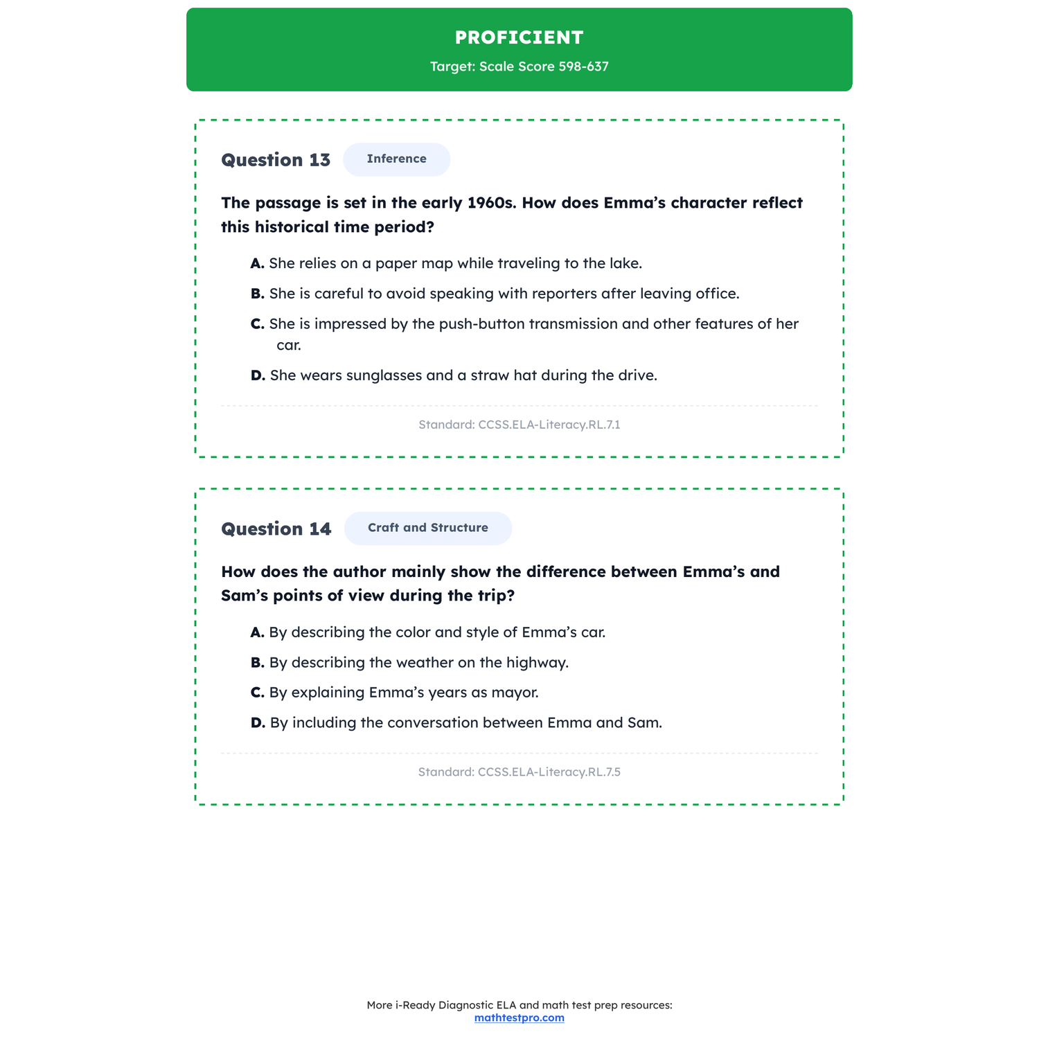 i-Ready Diagnostic ELA Test Simulation | 7th Grade | All 4 Levels (516-694) preview 3