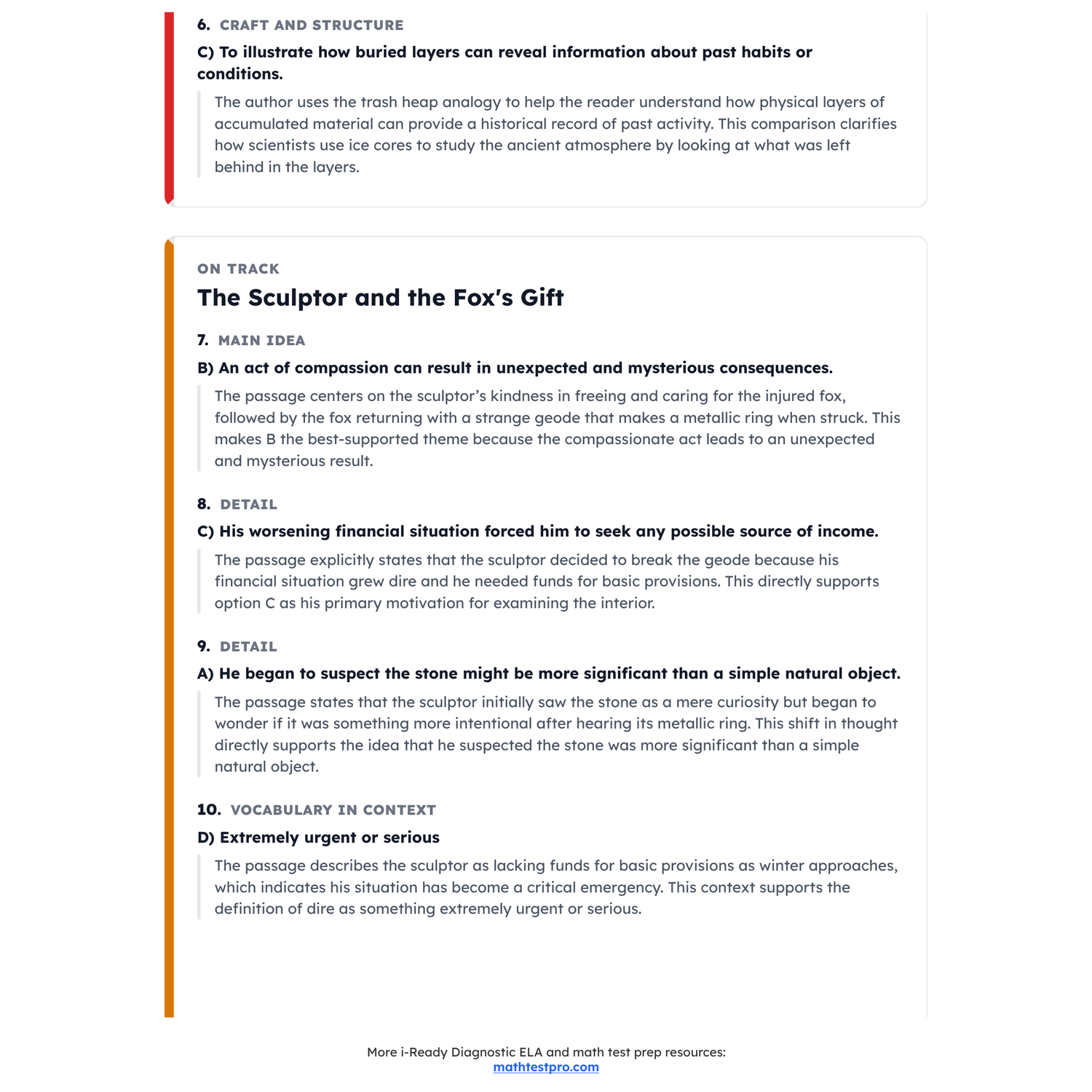 i-Ready Diagnostic ELA Test Simulation | 8th Grade | All 4 Levels (525-703) preview 4