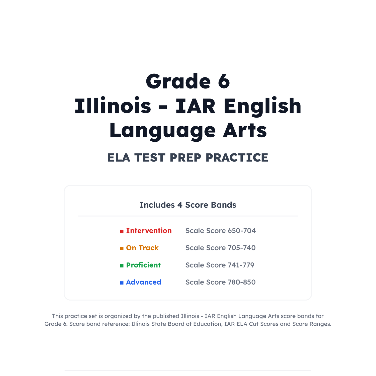 Illinois IAR ELA Test Simulation | 6th Grade | All 4 Levels (650-850) preview 2