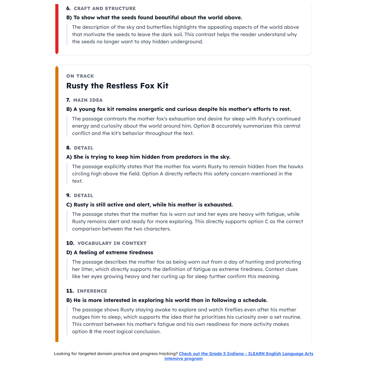 Indiana ILEARN ELA Test Simulation | 5th Grade | All 4 Levels (5110-5850) preview 4