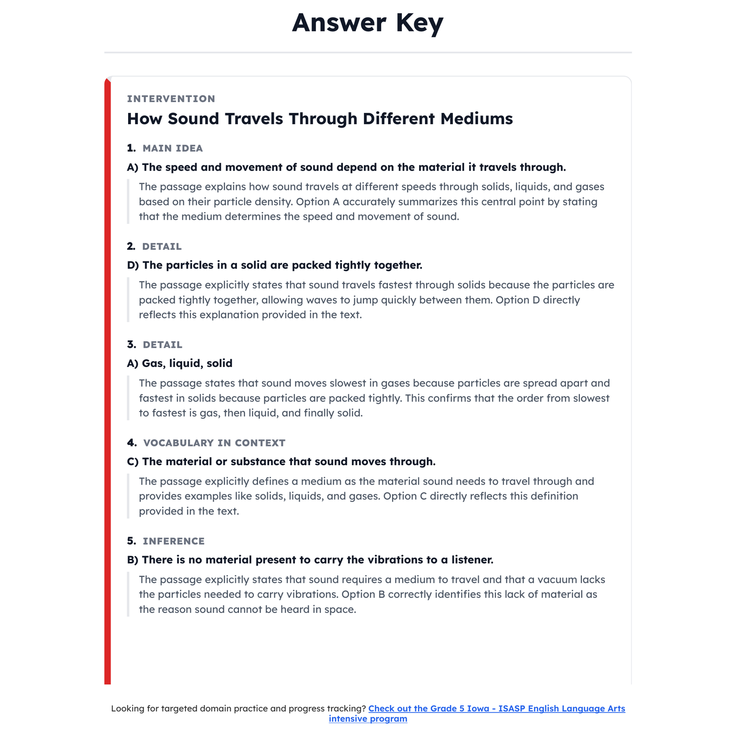 Iowa ISASP ELA Test Simulation | 5th Grade | All 4 Levels (Scale Score 355-590) preview 4