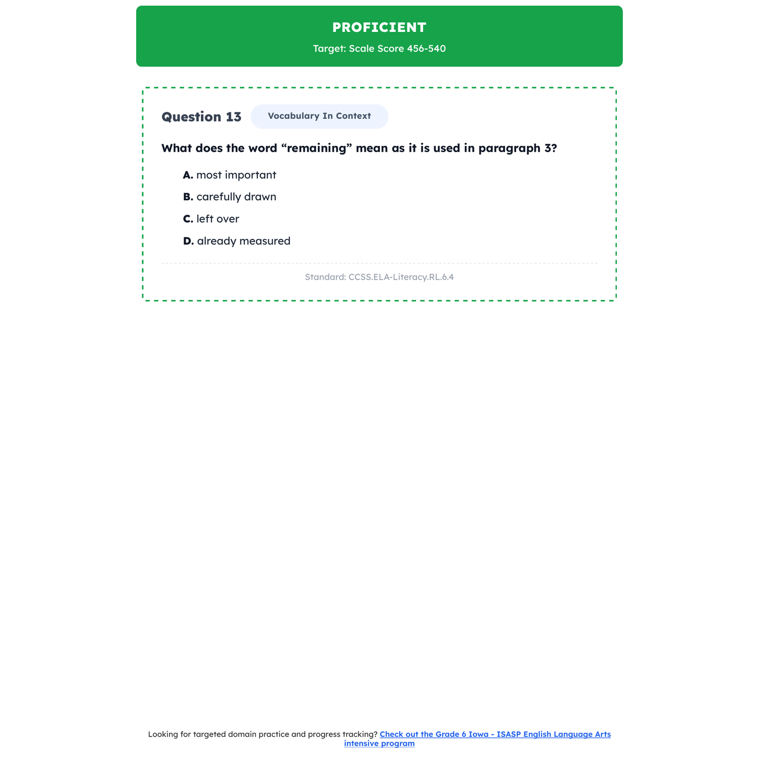 Iowa ISASP ELA Test Simulation | 6th Grade | All 4 Levels (Scale Score 360-640) preview 3