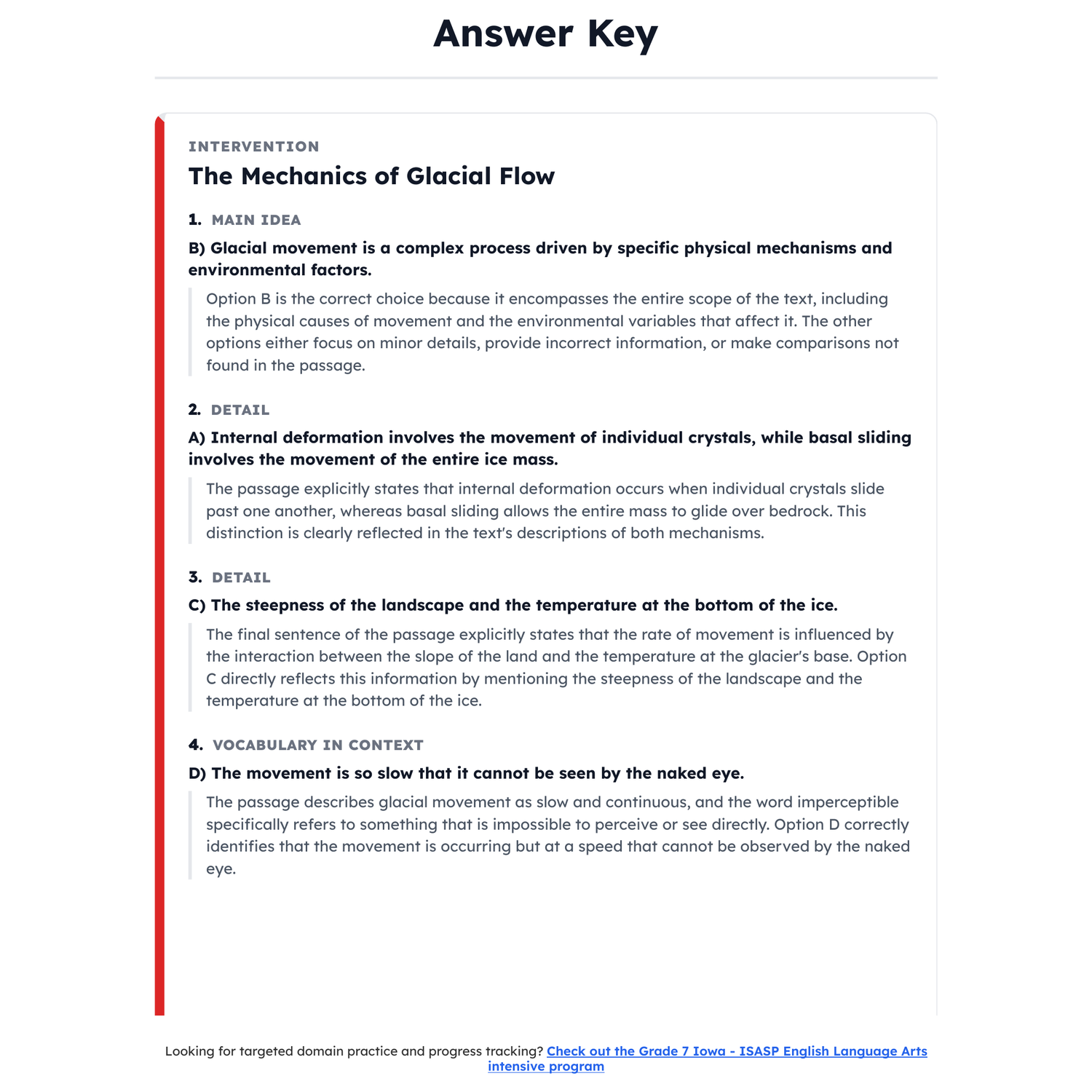 Iowa ISASP ELA Test Simulation | 7th Grade | All 4 Levels (Scale Score 370-680) preview 4