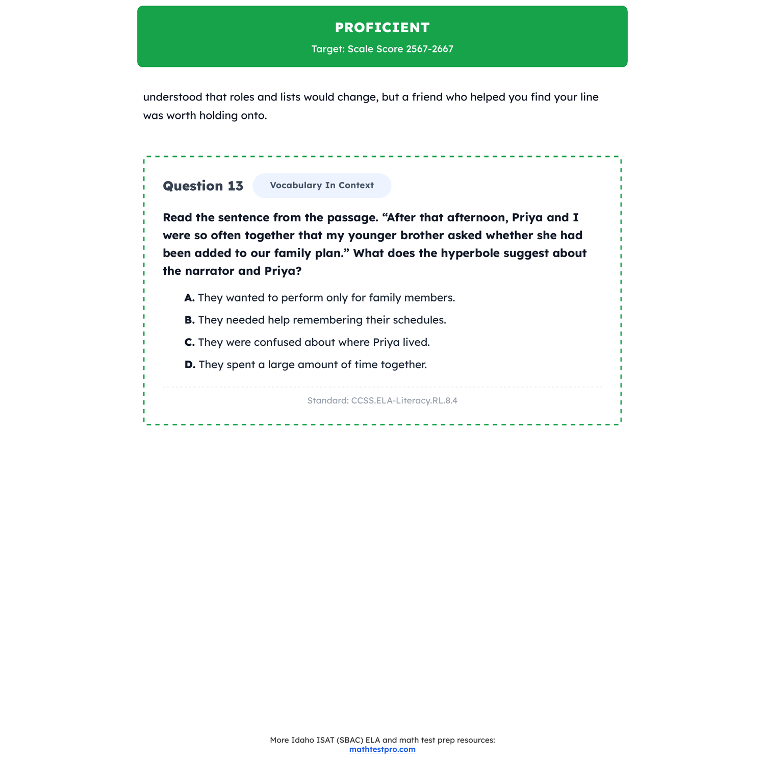 Idaho ISAT (SBAC) ELA Test Simulation | 8th Grade | All 4 Levels (2487-2668+) preview 3