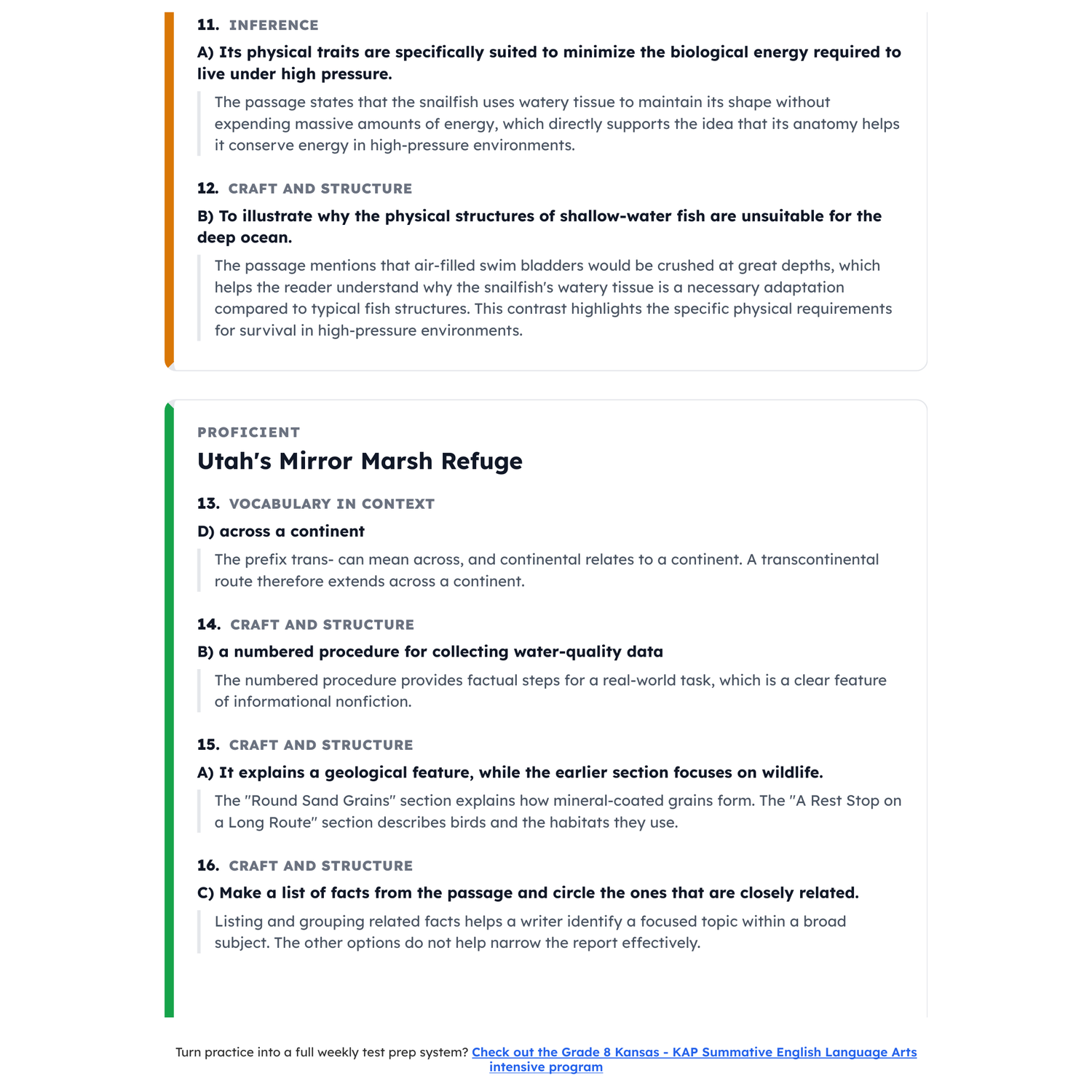 Kansas KAP Summative ELA Test Simulation | 8th Grade | All 4 Levels (400-594+) preview 4