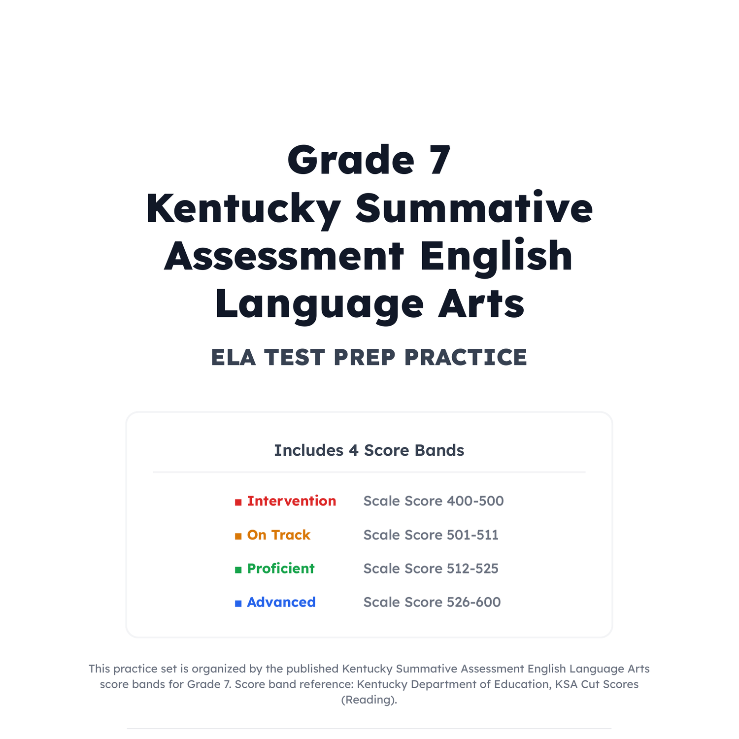 Kentucky Summative Assessment ELA Test Simulation | 7th Grade | 400-600 preview 2