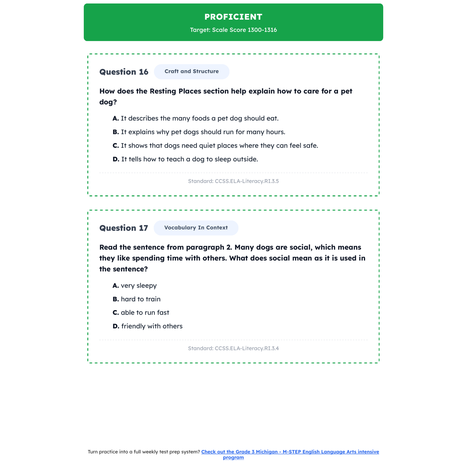 Michigan M-STEP ELA Test Simulation | 3rd Grade | All 4 Levels (1203-1357) preview 3