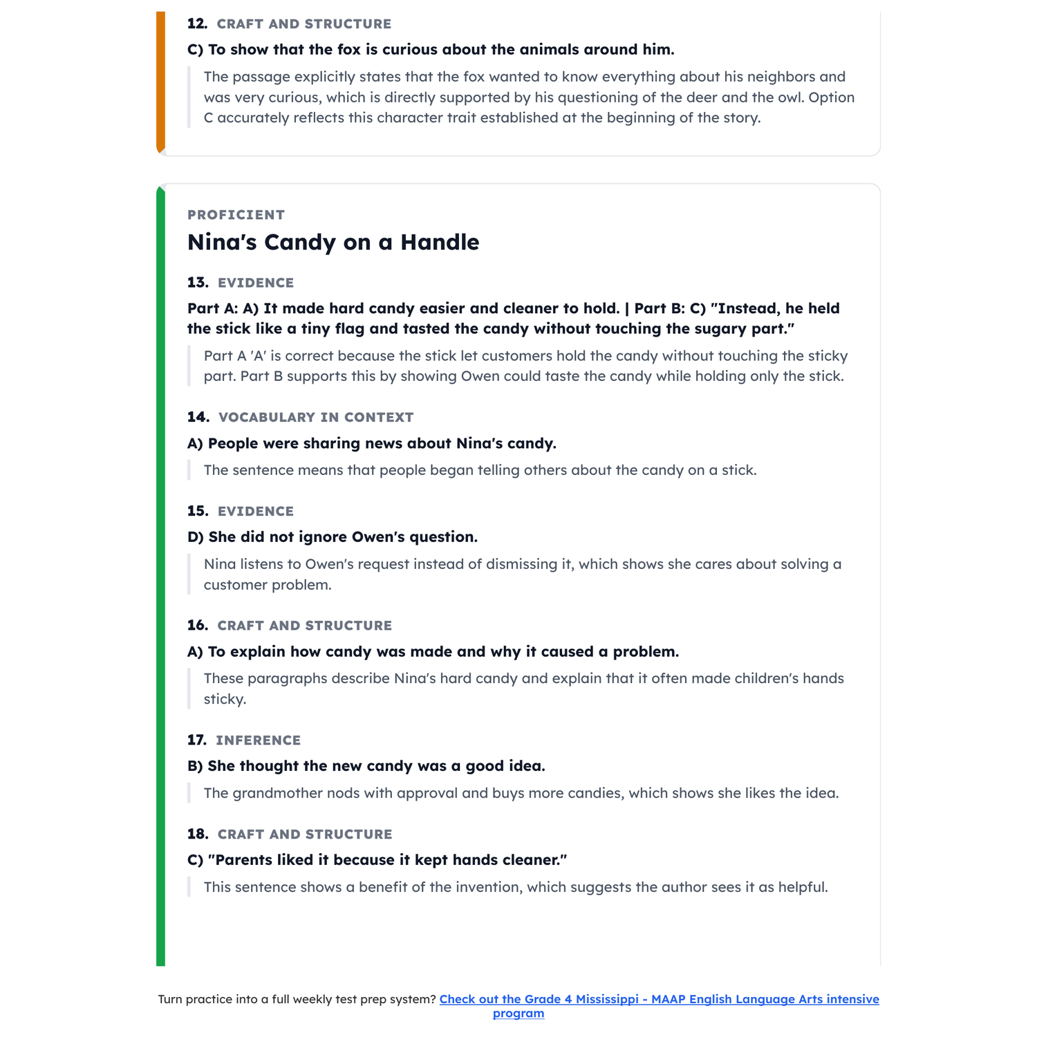 Mississippi MAAP ELA Test Simulation | 4th Grade | All 4 Levels (401-499) preview 4