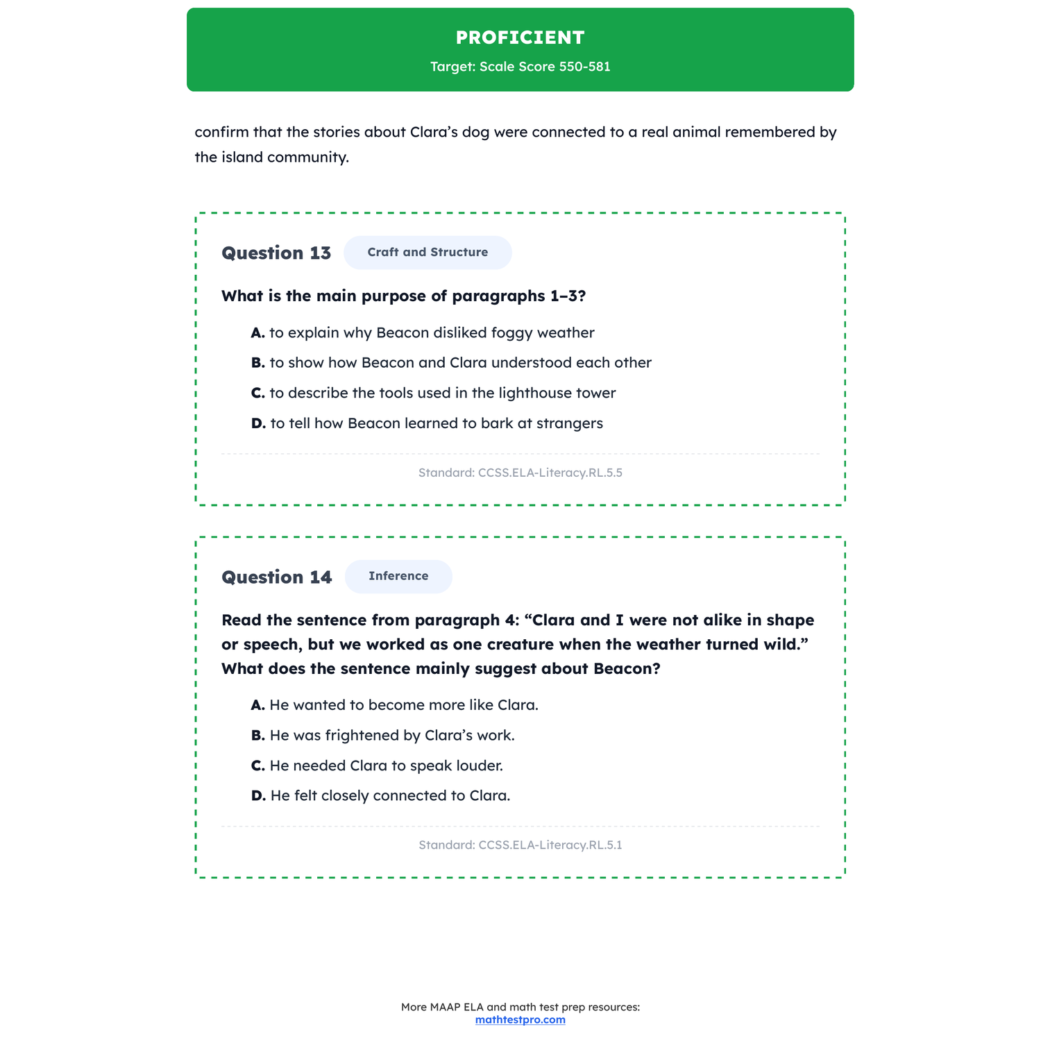 Mississippi MAAP ELA Test Simulation | 5th Grade | All 4 Levels (501-599) preview 3