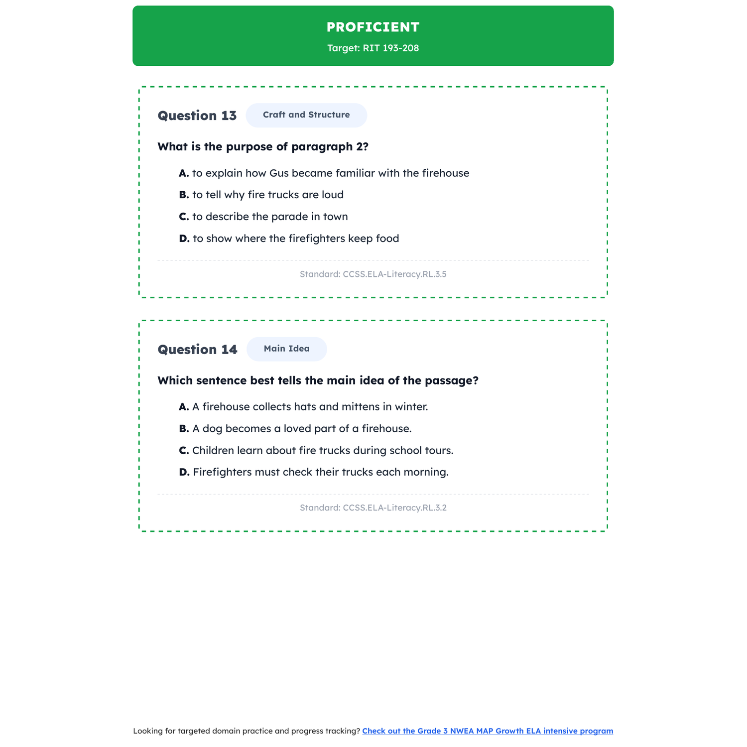 NWEA MAP Growth ELA Test Simulation | 3rd Grade | All 4 Levels (RIT 184-235) preview 3