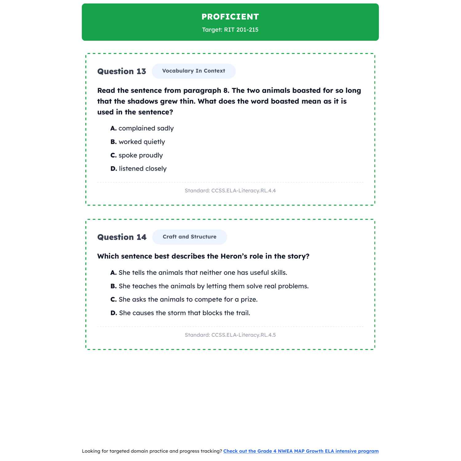 NWEA MAP Growth ELA Test Simulation | 4th Grade | All 4 Levels (RIT 192-243) preview 3