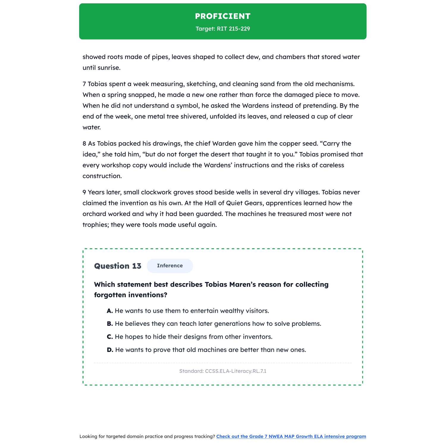 NWEA MAP Growth ELA Test Simulation | 7th Grade | All 4 Levels (RIT 205-256) preview 3