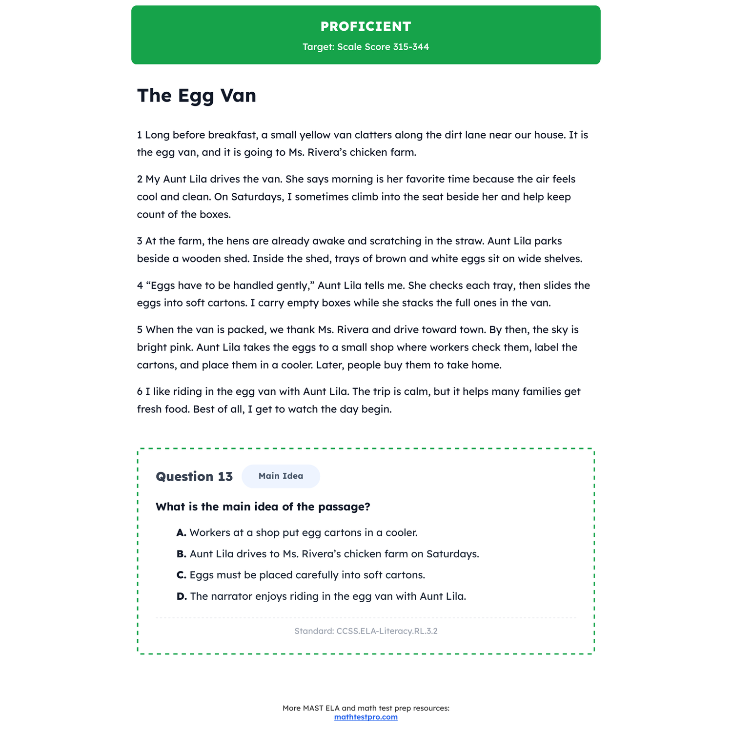 Montana MAST ELA Test Simulation | 3rd Grade | All 4 Levels (250-400) preview 3