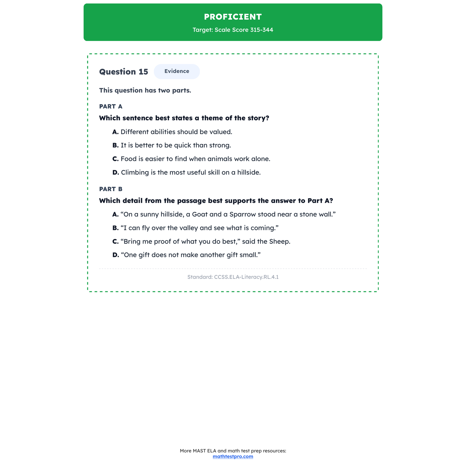 Montana MAST ELA Test Simulation | 4th Grade | All 4 Levels (250-400) preview 3