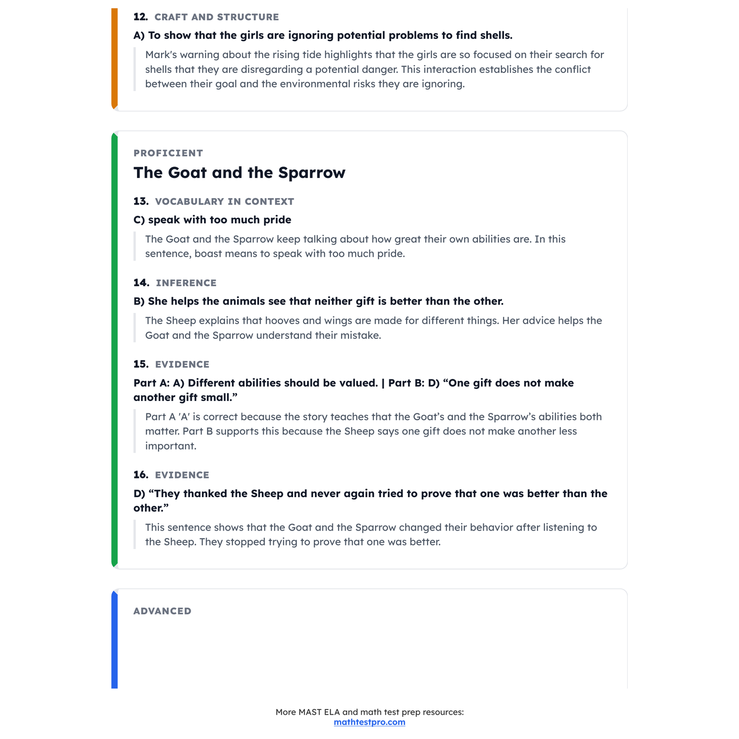 Montana MAST ELA Test Simulation | 4th Grade | All 4 Levels (250-400) preview 4