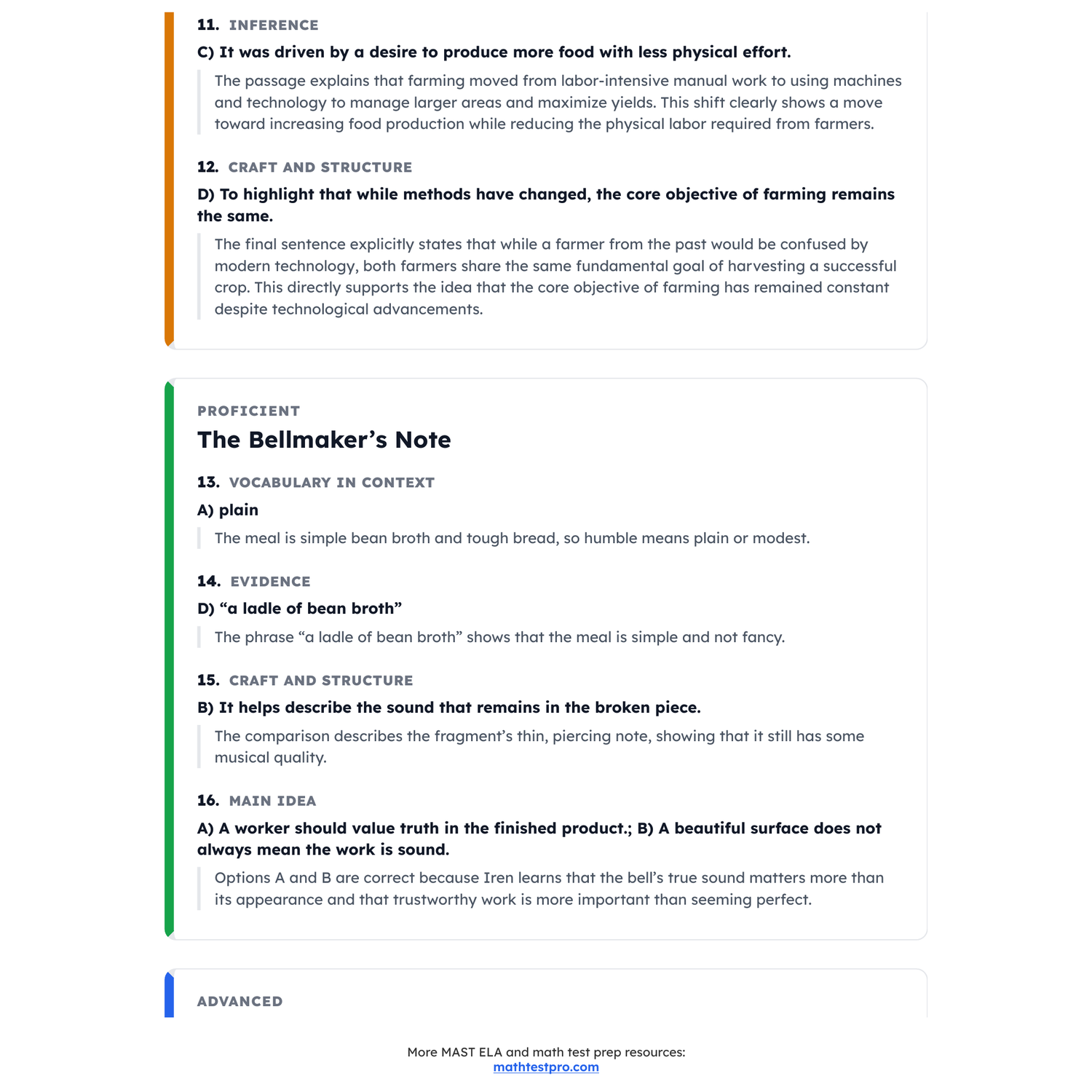 Montana MAST ELA Test Simulation | 6th Grade | All 4 Levels (250-400) preview 4