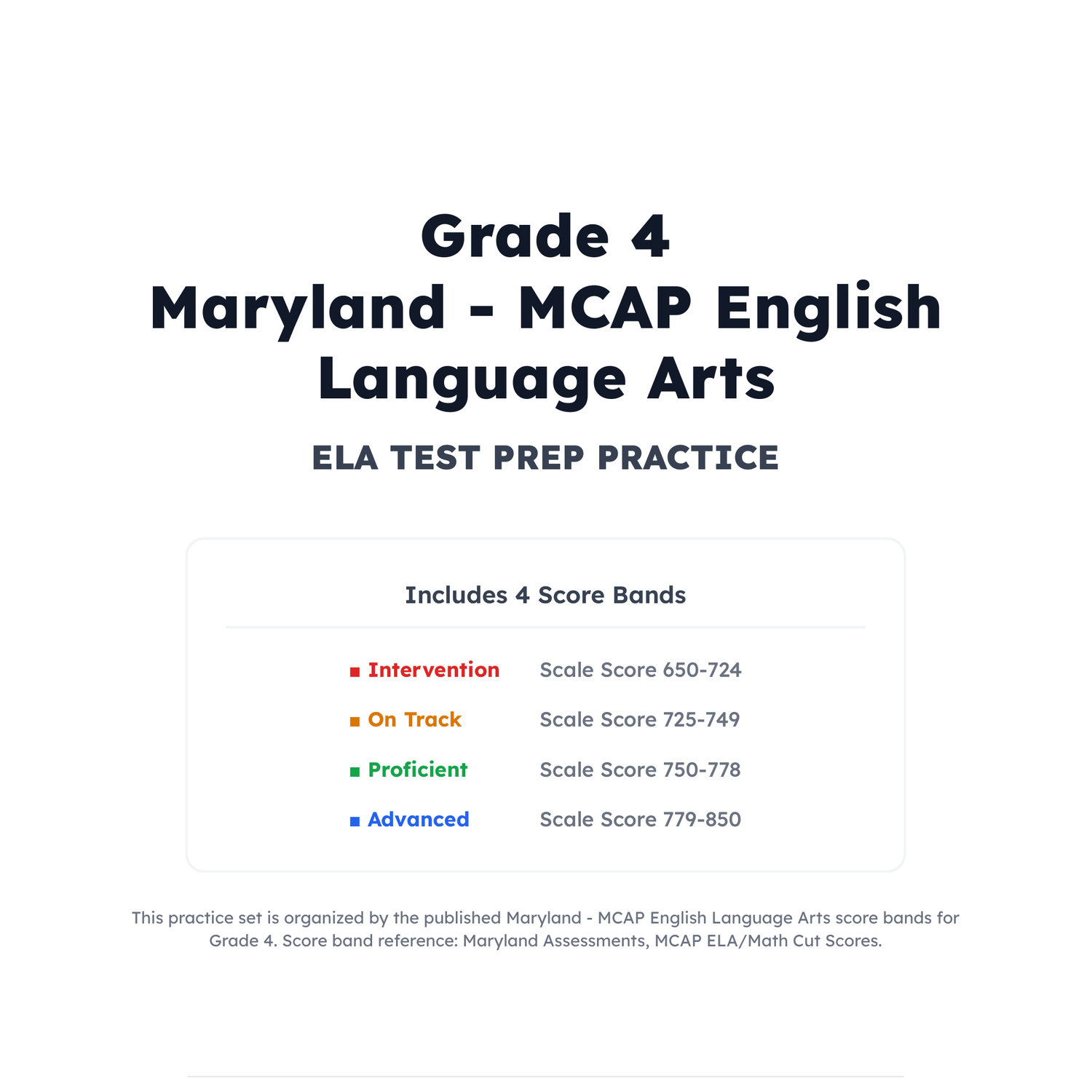 Maryland MCAP ELA Test Simulation | 4th Grade | All 4 Levels (650-850) preview 2