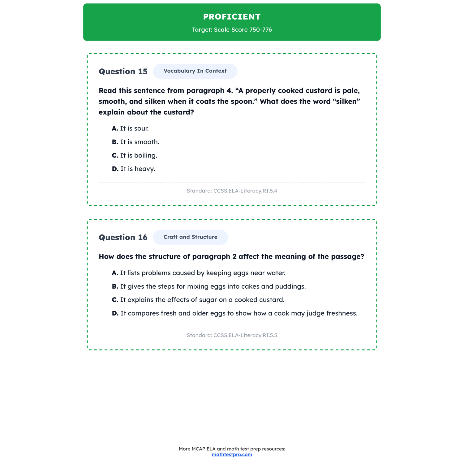 Maryland MCAP ELA Test Simulation | 5th Grade | All 4 Levels (650-850) preview 3