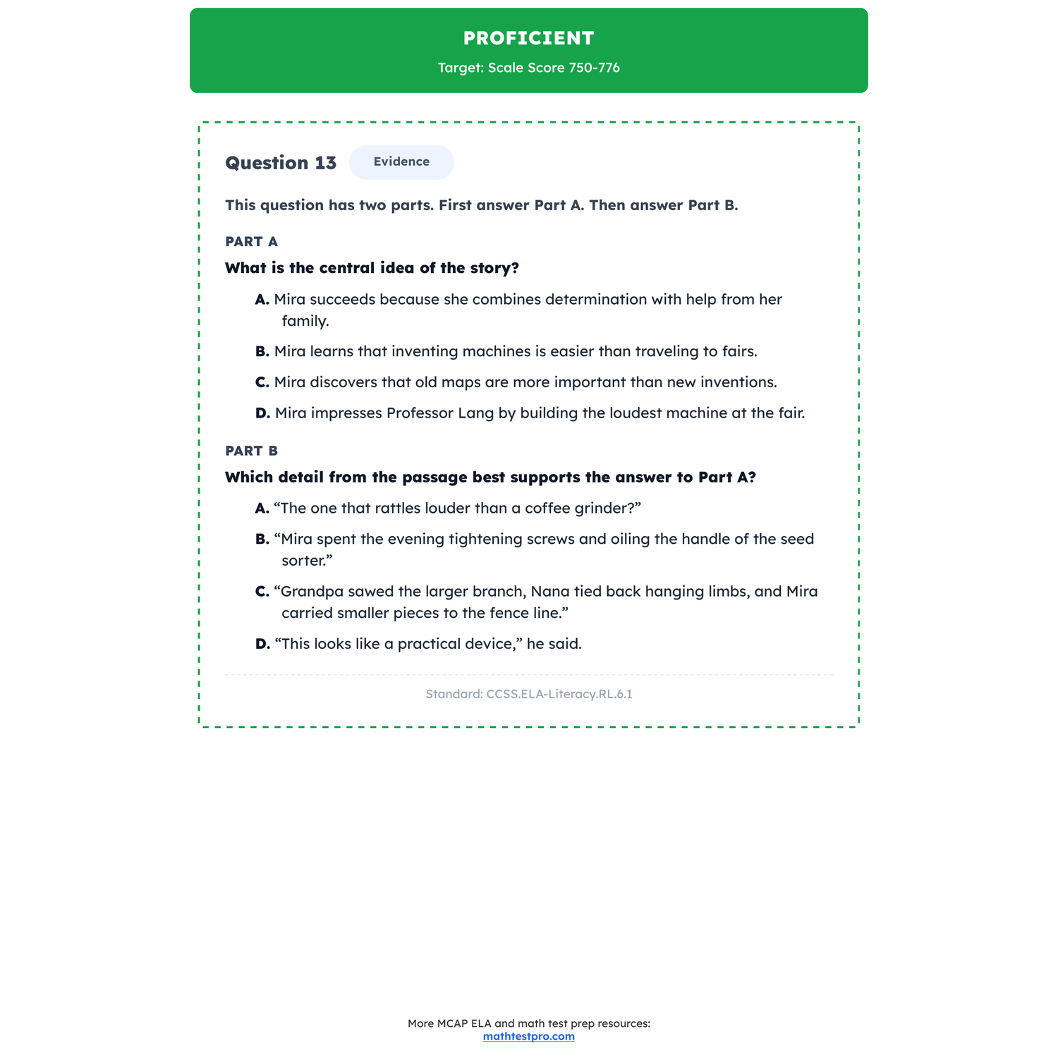 Maryland MCAP ELA Test Simulation | 6th Grade | All 4 Levels (650-850) preview 3
