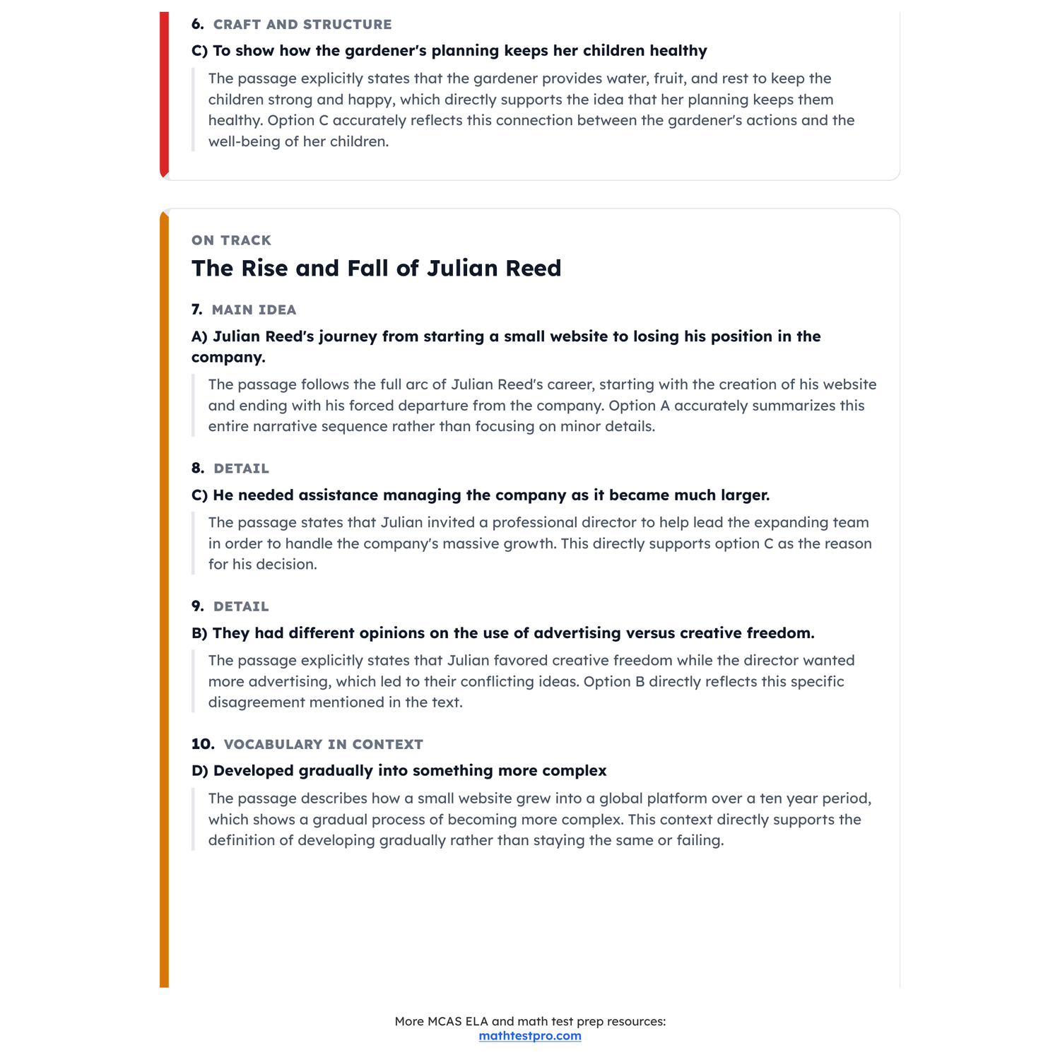Massachusetts MCAS ELA Test Simulation | 5th Grade | All 4 Levels (440-560) preview 4