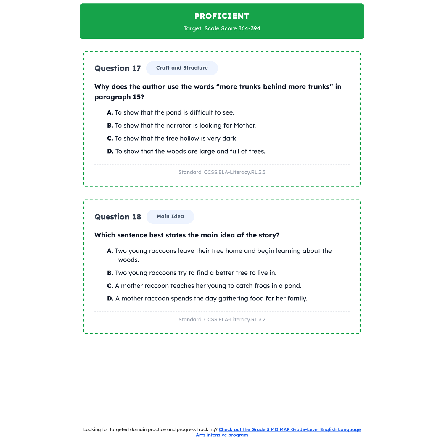 Missouri MO MAP Grade-Level ELA Test Simulation | 3rd Grade | 160-560 preview 3