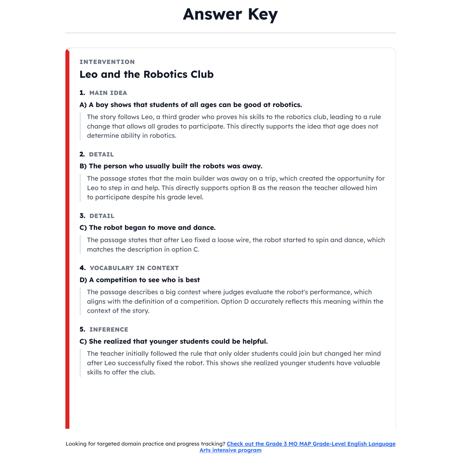 Missouri MO MAP Grade-Level ELA Test Simulation | 3rd Grade | 160-560 preview 4