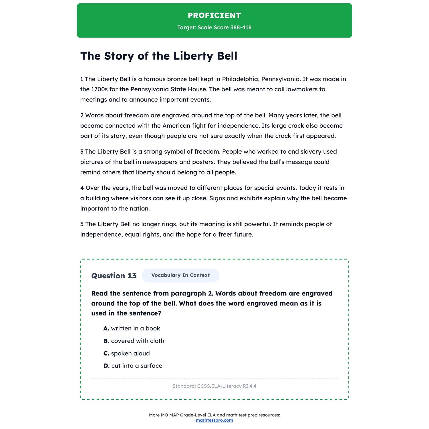 Missouri MO MAP Grade-Level ELA Test Simulation | 4th Grade | 170-570 preview 3