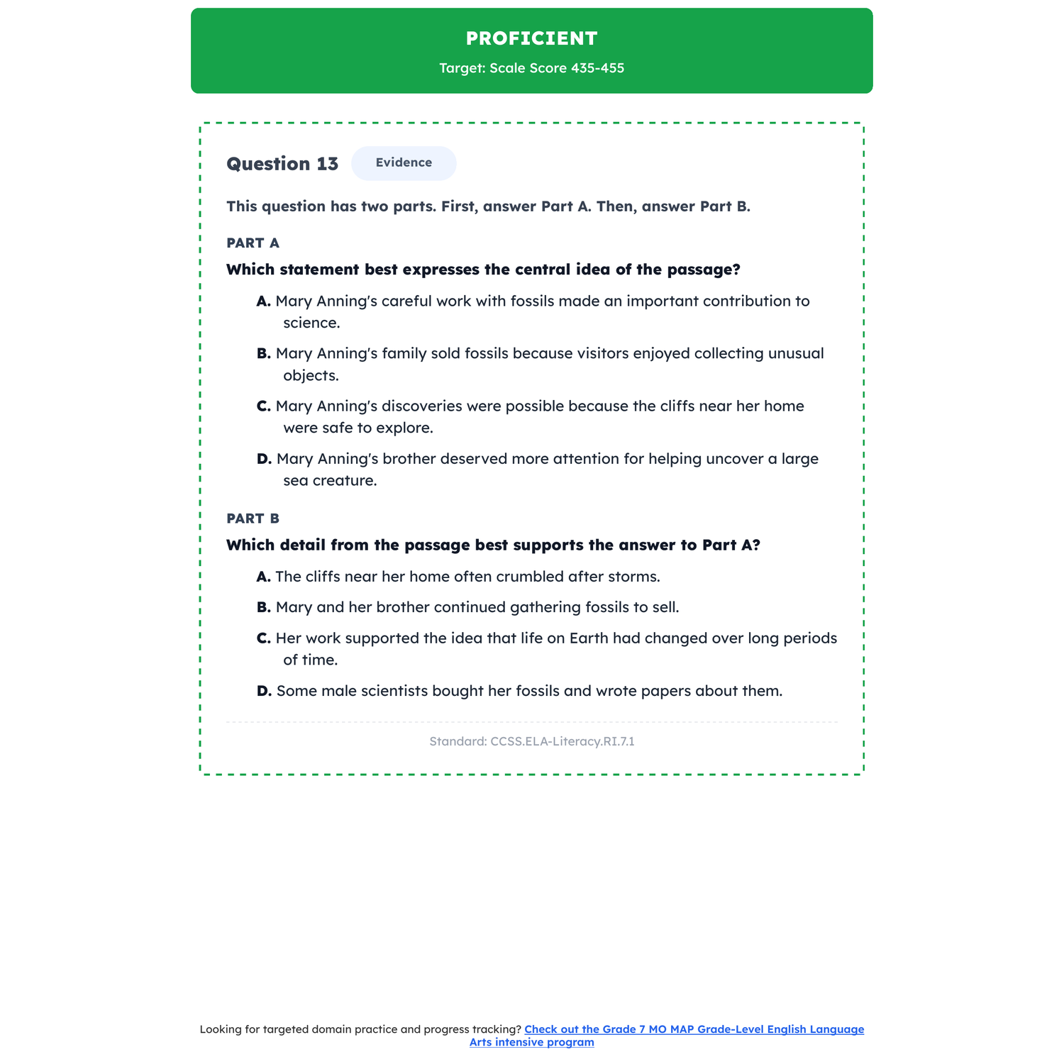 Missouri MO MAP Grade-Level ELA Test Simulation | 7th Grade | 240-630 preview 3