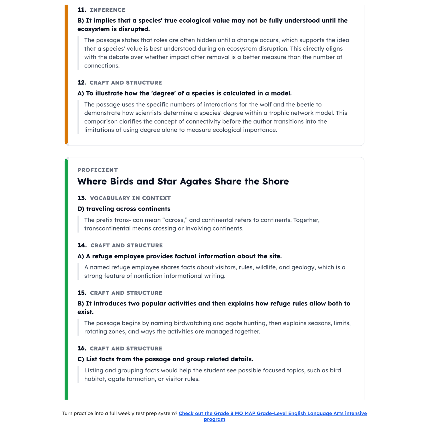 Missouri MO MAP Grade-Level ELA Test Simulation | 8th Grade | 250-650 preview 4