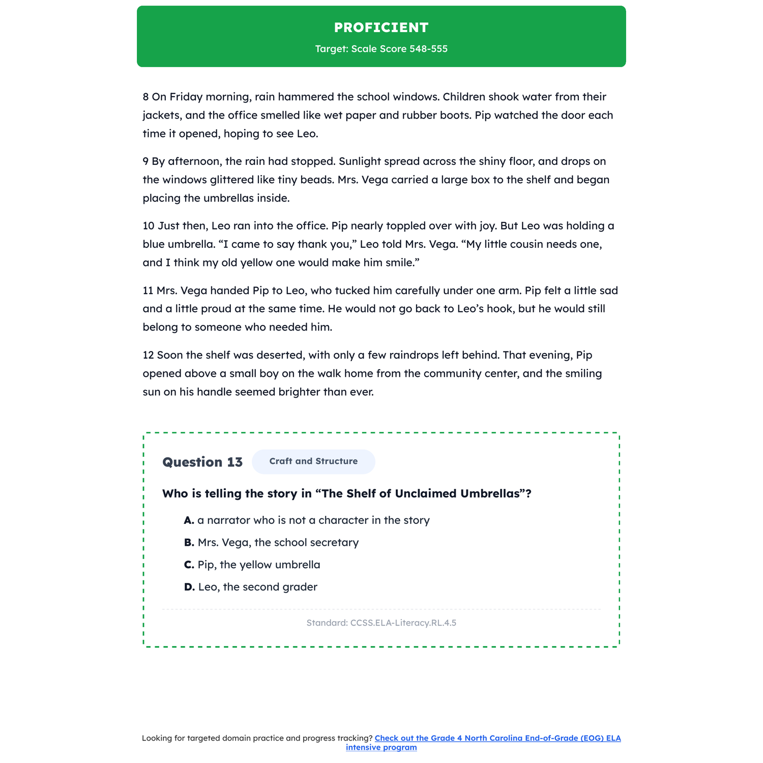 North Carolina EOG ELA Test Simulation | 4th Grade | All 4 Levels (544-556+) preview 3