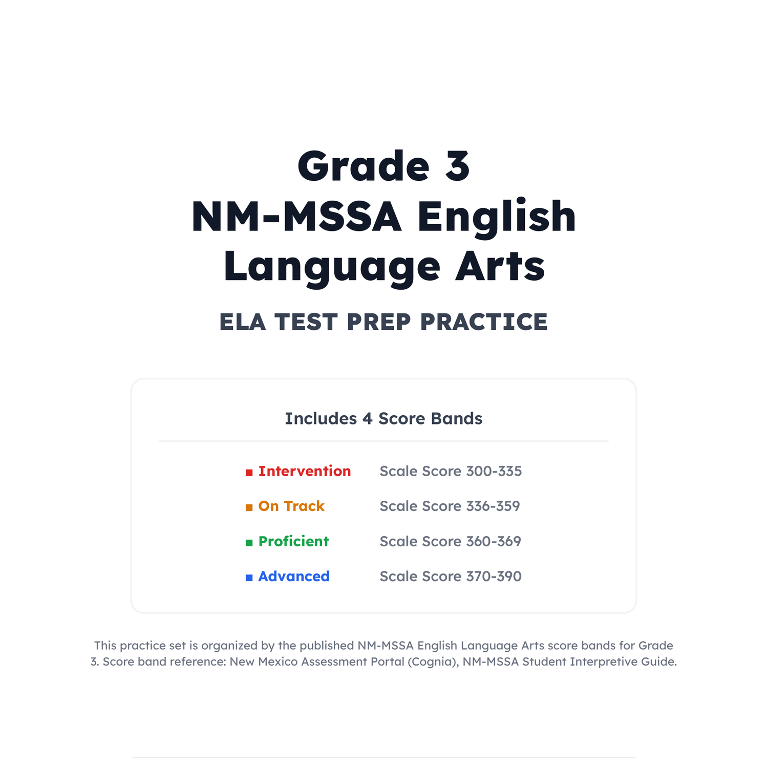 New Mexico NM-MSSA ELA Test Simulation | 3rd Grade | All 4 Levels (300-390) preview 2