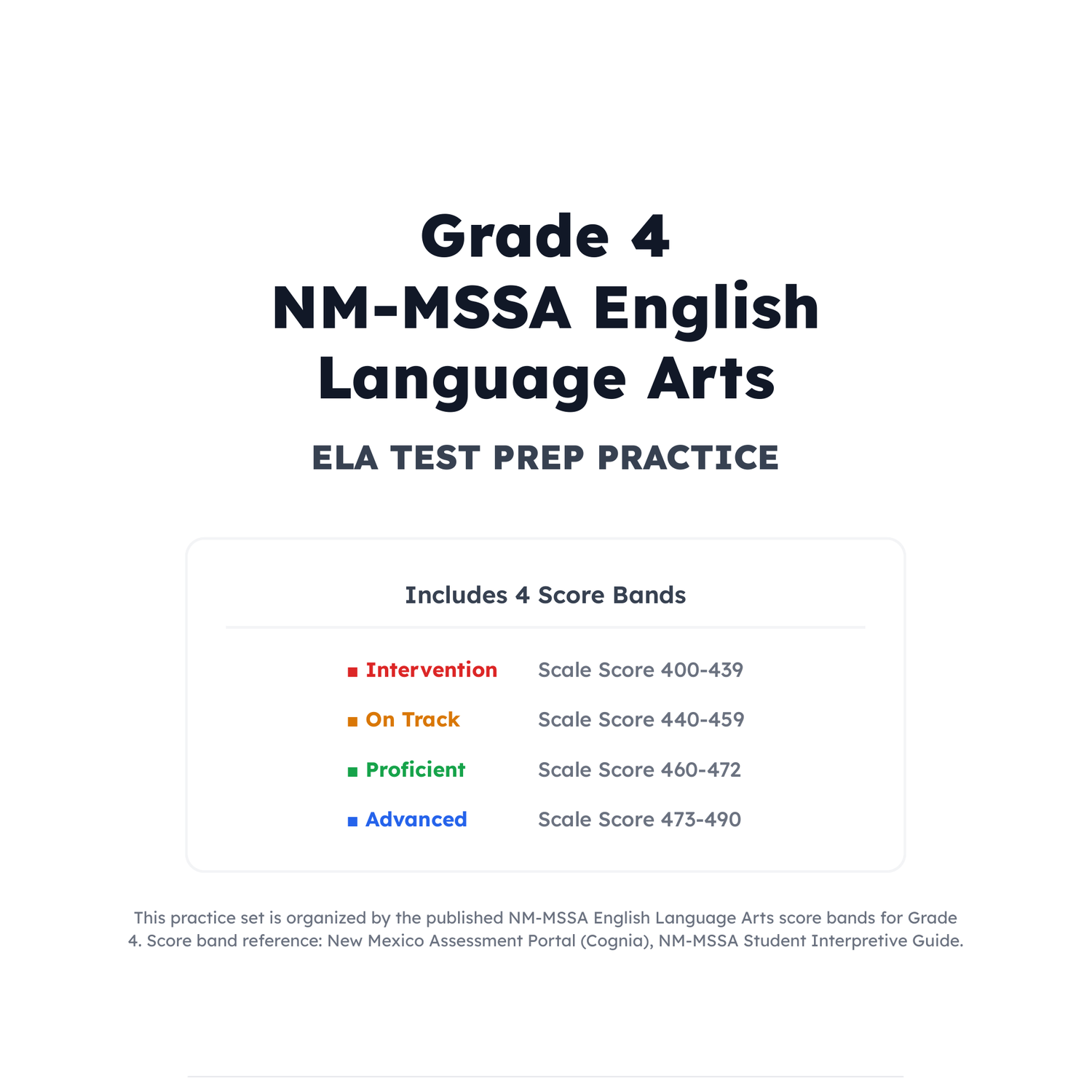 New Mexico NM-MSSA ELA Test Simulation | 4th Grade | All 4 Levels (400-490) preview 2
