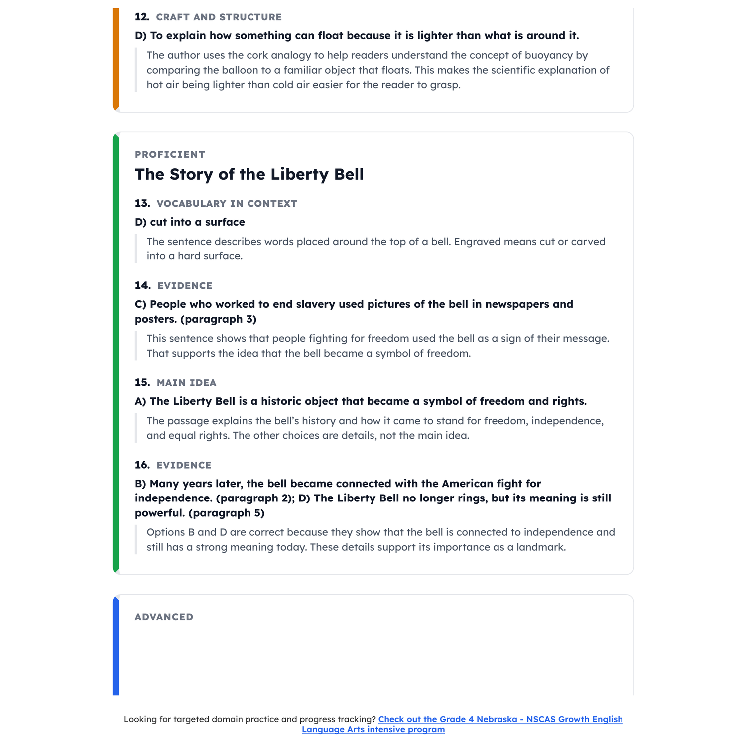 Nebraska NSCAS Growth ELA Test Simulation | 4th Grade | All 4 Levels (2250-2850) preview 4