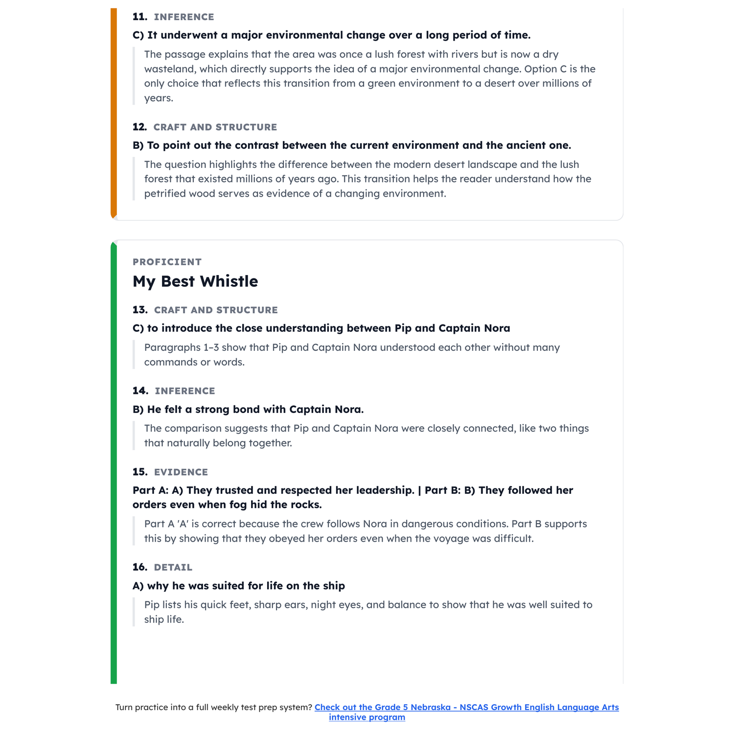 Nebraska NSCAS Growth ELA Test Simulation | 5th Grade | All 4 Levels (2280-2860) preview 4