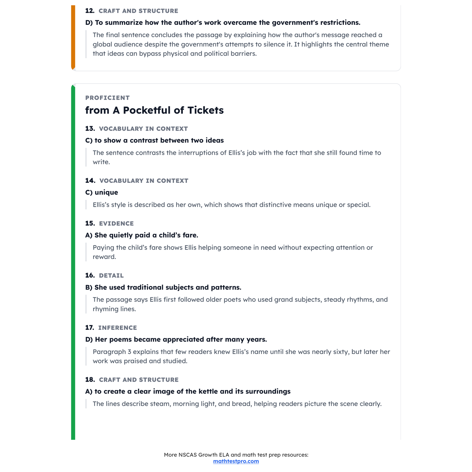 Nebraska NSCAS Growth ELA Test Simulation | 6th Grade | All 4 Levels (2290-2870) preview 4