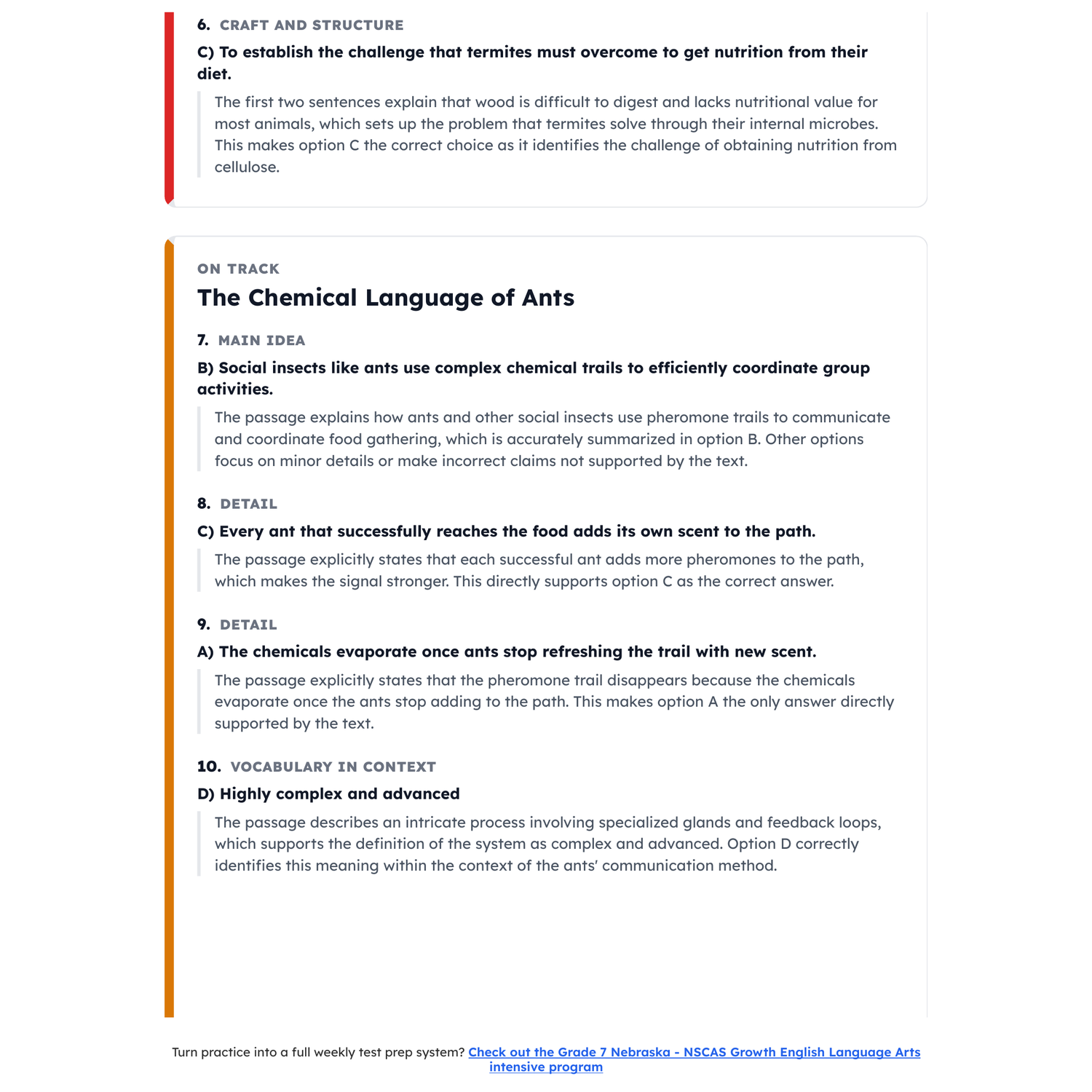 Nebraska NSCAS Growth ELA Test Simulation | 7th Grade | All 4 Levels (2300-2880) preview 4