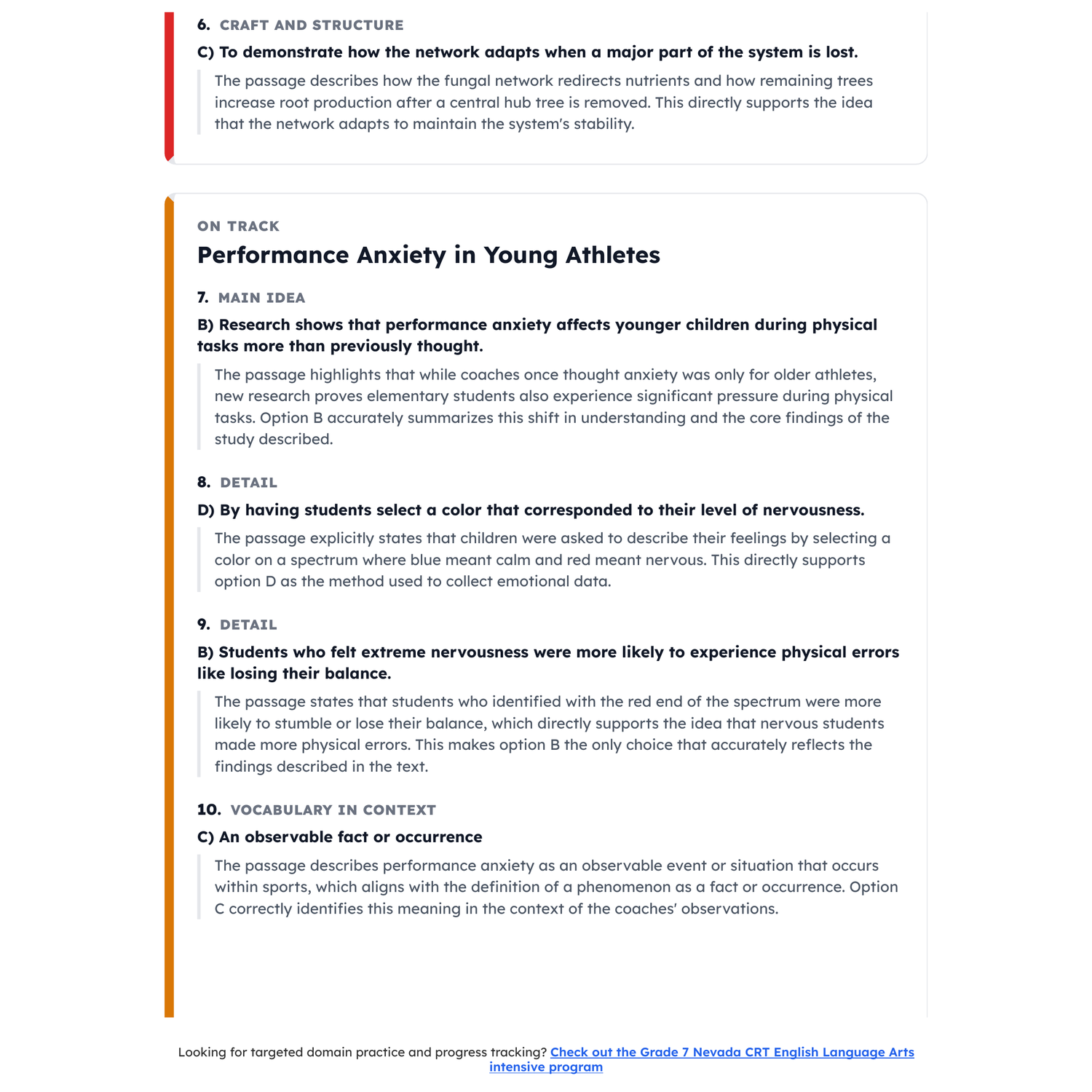 Nevada CRT ELA Test Simulation | 7th Grade | All 4 Levels (2479-2649+) preview 4