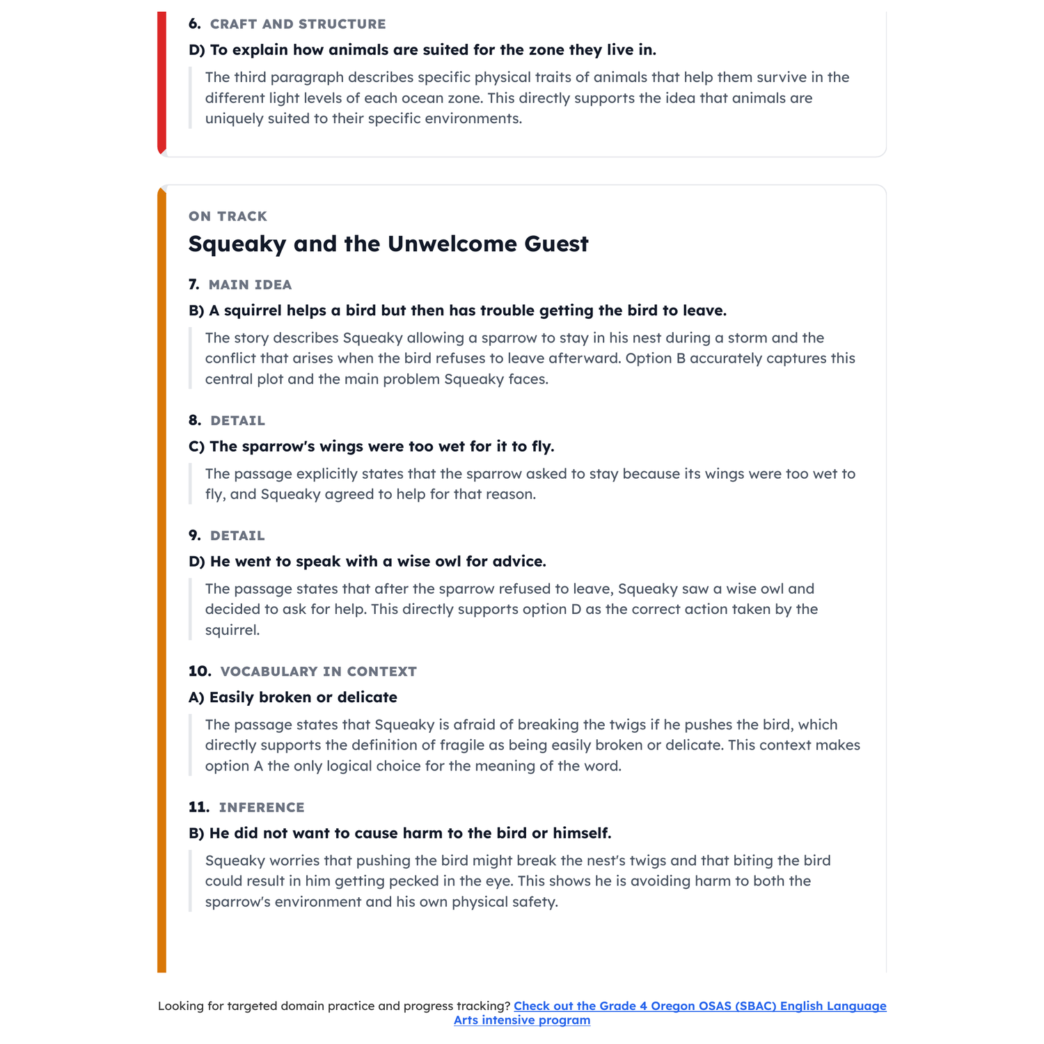 Oregon OSAS (SBAC) ELA Test Simulation | 4th Grade | All 4 Levels (2416-2533+) preview 4