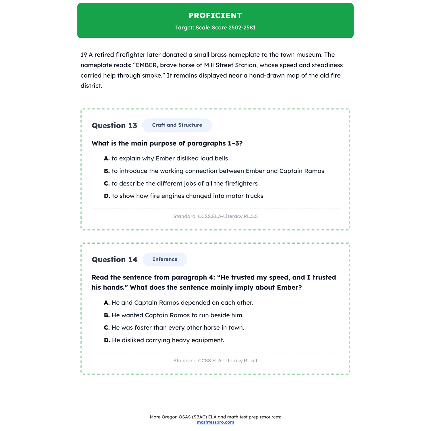 Oregon OSAS (SBAC) ELA Test Simulation | 5th Grade | All 4 Levels (2442-2582+) preview 3
