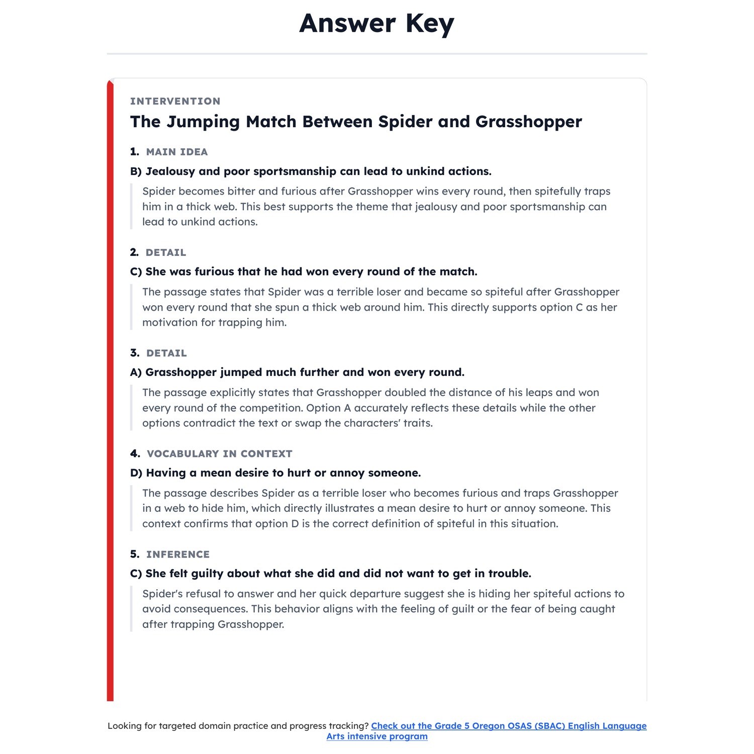 Oregon OSAS (SBAC) ELA Test Simulation | 5th Grade | All 4 Levels (2442-2582+) preview 4
